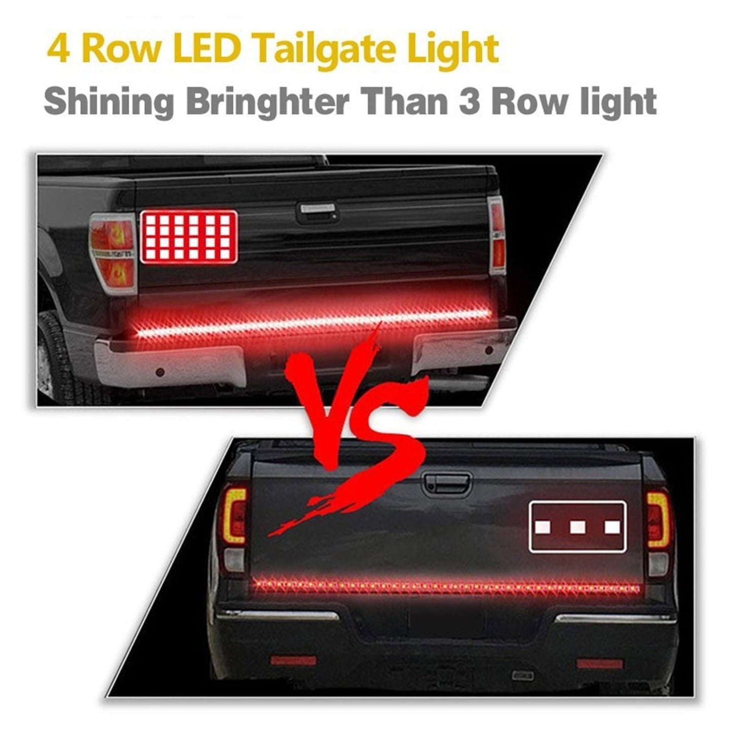 Versatile BLUELK 60" Truck Tailgate Light Bar Four Row 648 LED Flexible Strip Running Turn Signal Brake Reverse Tail Light,Red/White