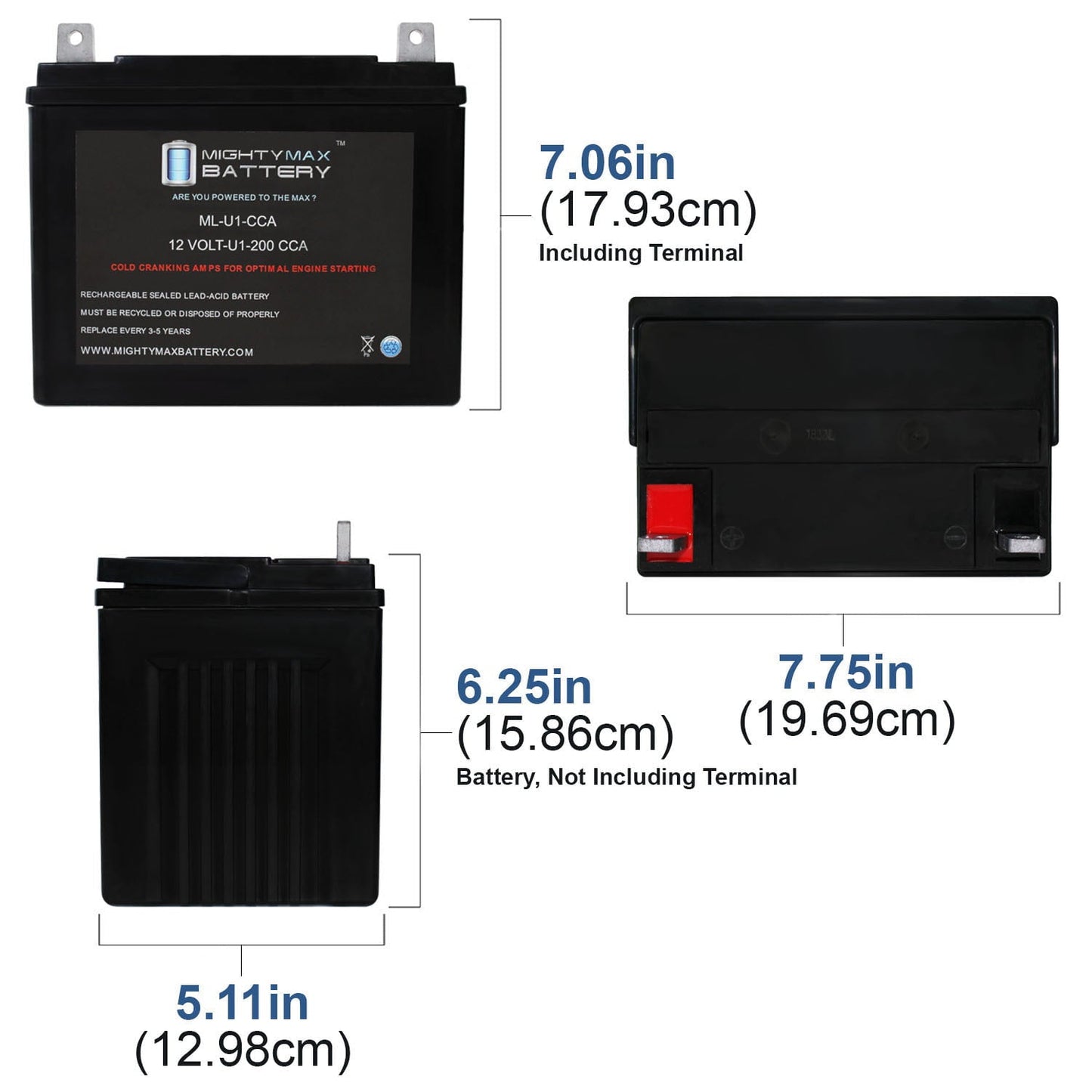 Versatile ML-U1 12V 200CCA Battery for Sears Custom Lawn Tractor and Mower