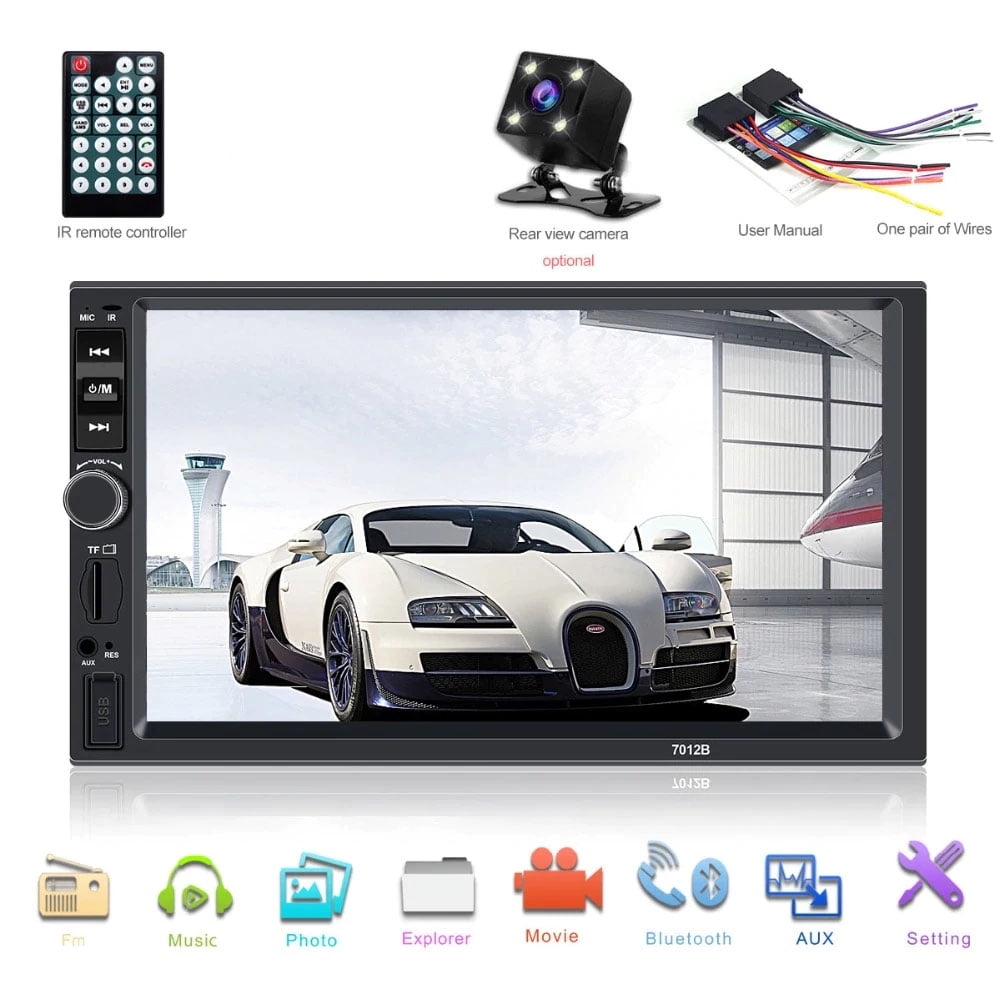 Versatile Polarlander Car Stereo Car Audio Double Din 7-inch HD Touch Screen Car radio Player with Multimedia SD USB FM AUX MP5/4/3 mirror link function Bluetooth with 4LED backup camera