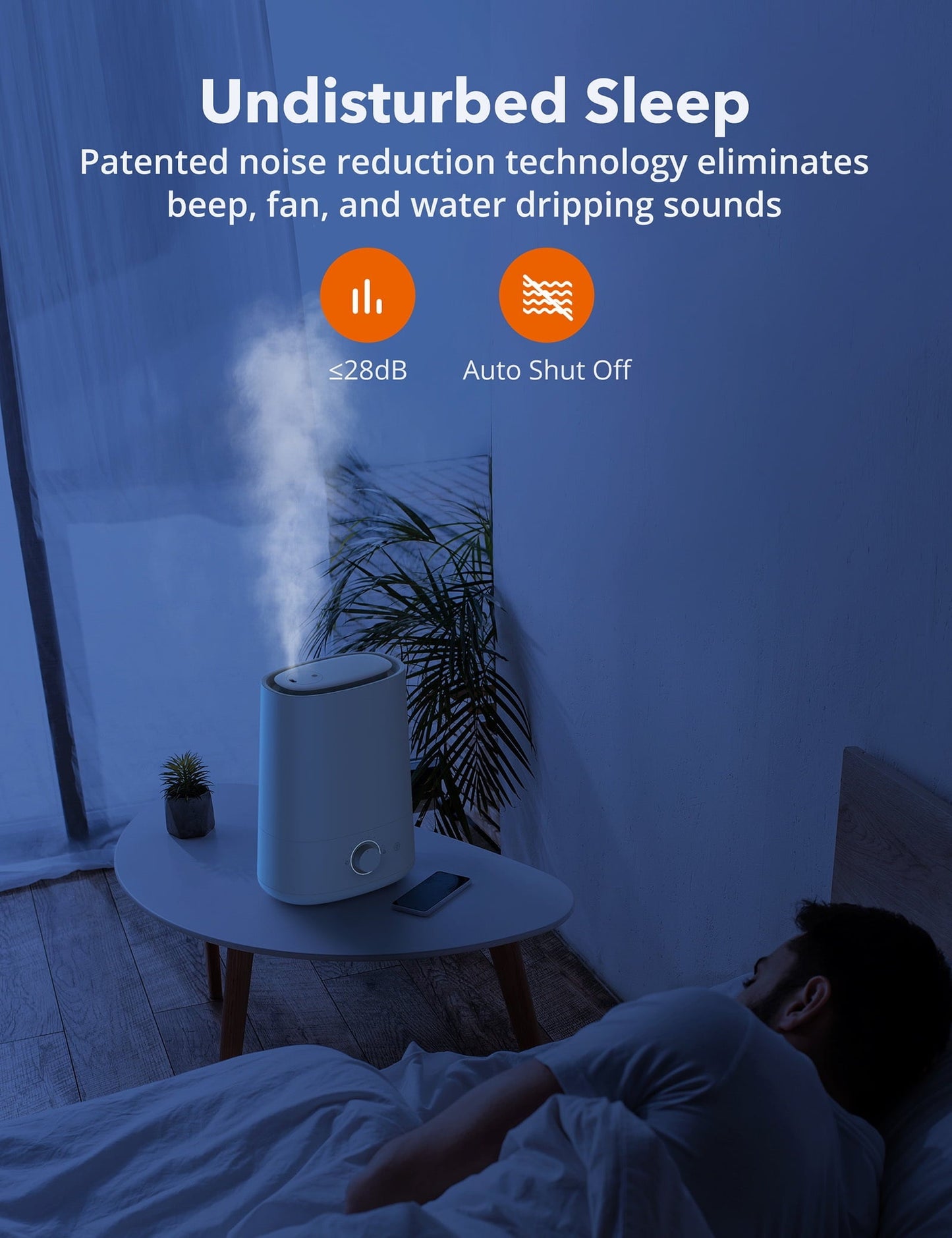 Versatile TaoTronics Humidifier, Top Fill 4.5L Ultrasonic Cool Mist Humidifiers with Essential Oil Tray, Nano-Coating, Auto Shut-off for Bedroom, Living Room, Home and Office, 100 sq ft, White