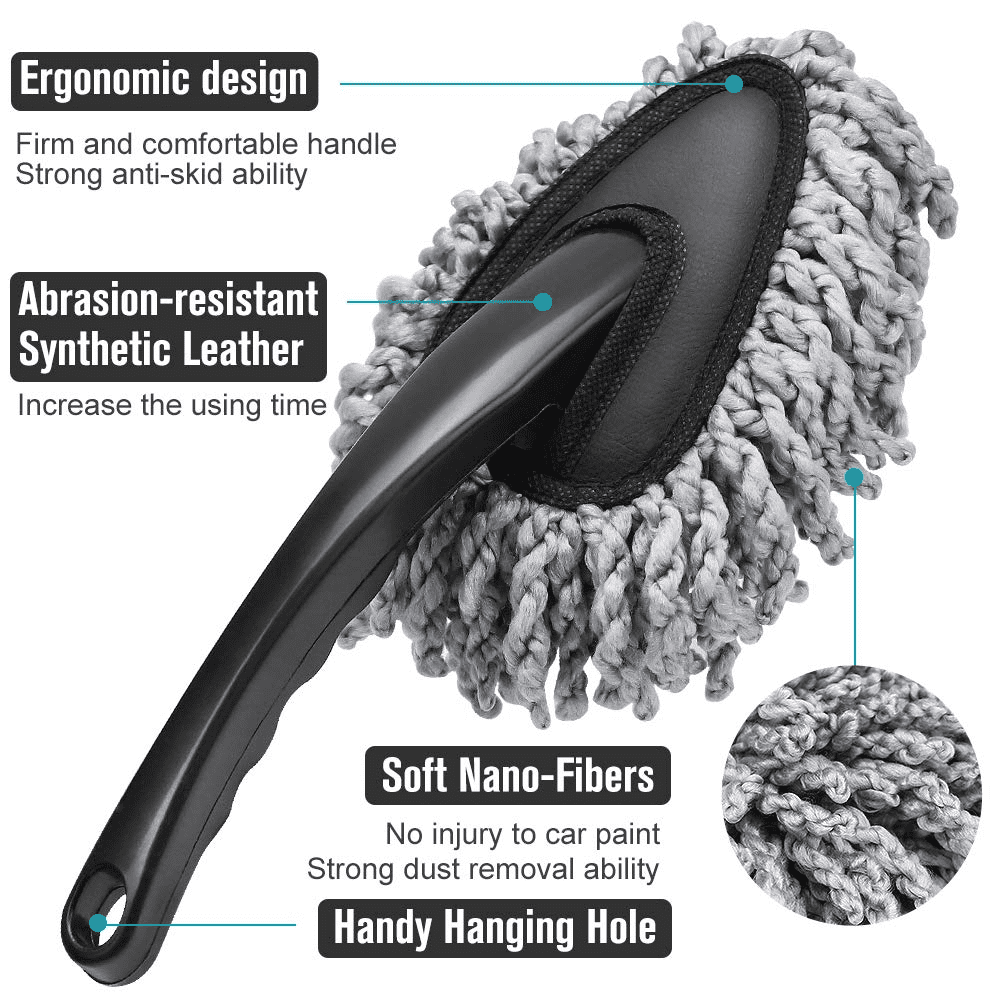 Classic Multi-Functional Microfiber Car Duster Interior & Exterior Dash Dust Cleaner, Cleaning Detail Brush Dusting Washing Tool Kit for Car Home Kitchen Computer California Cleaning Products