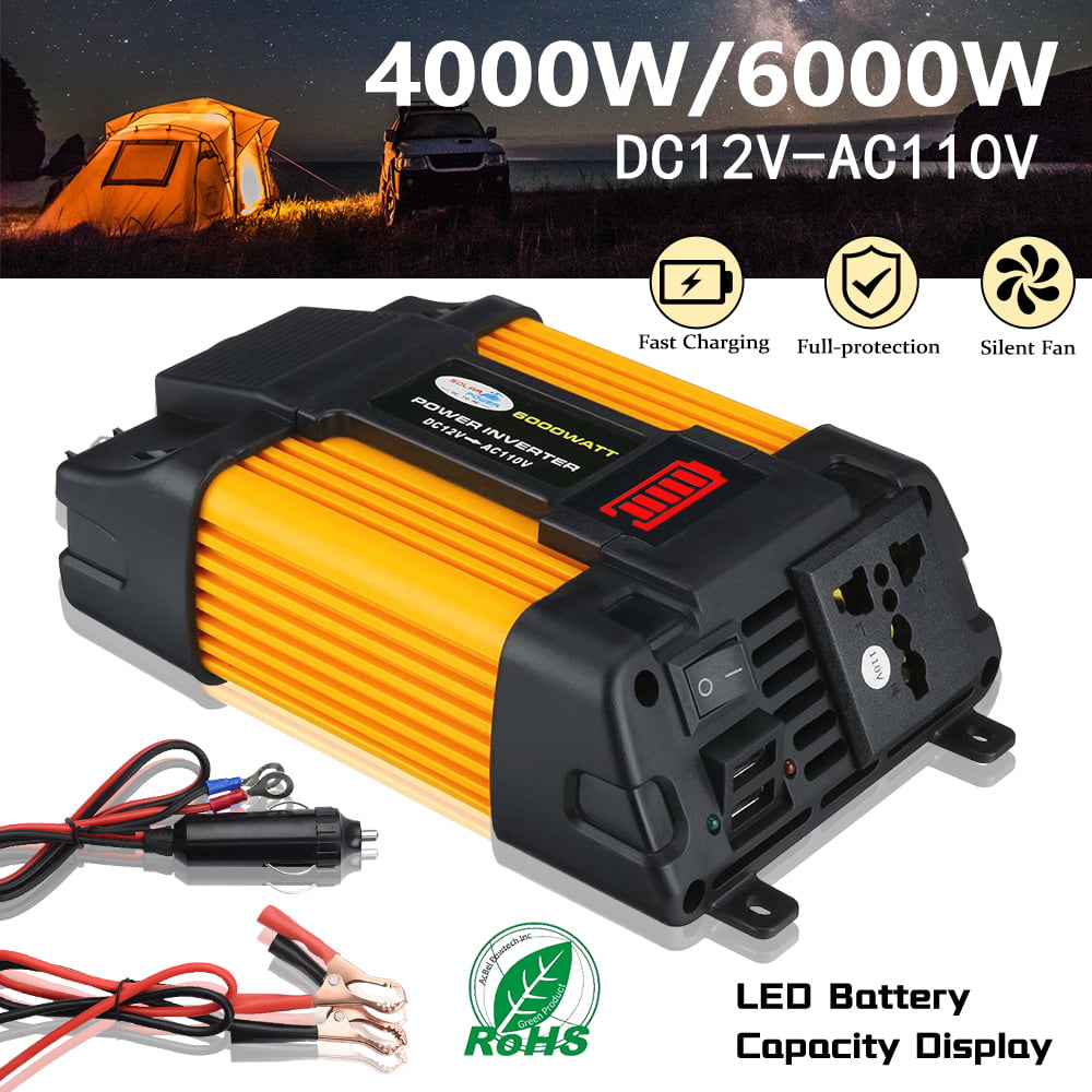 Versatile MDHAND 4000W 6000W Car Converter Solar Power Inverter 12V DC to 110V AC Car Power Inverter Solar Converter Kit