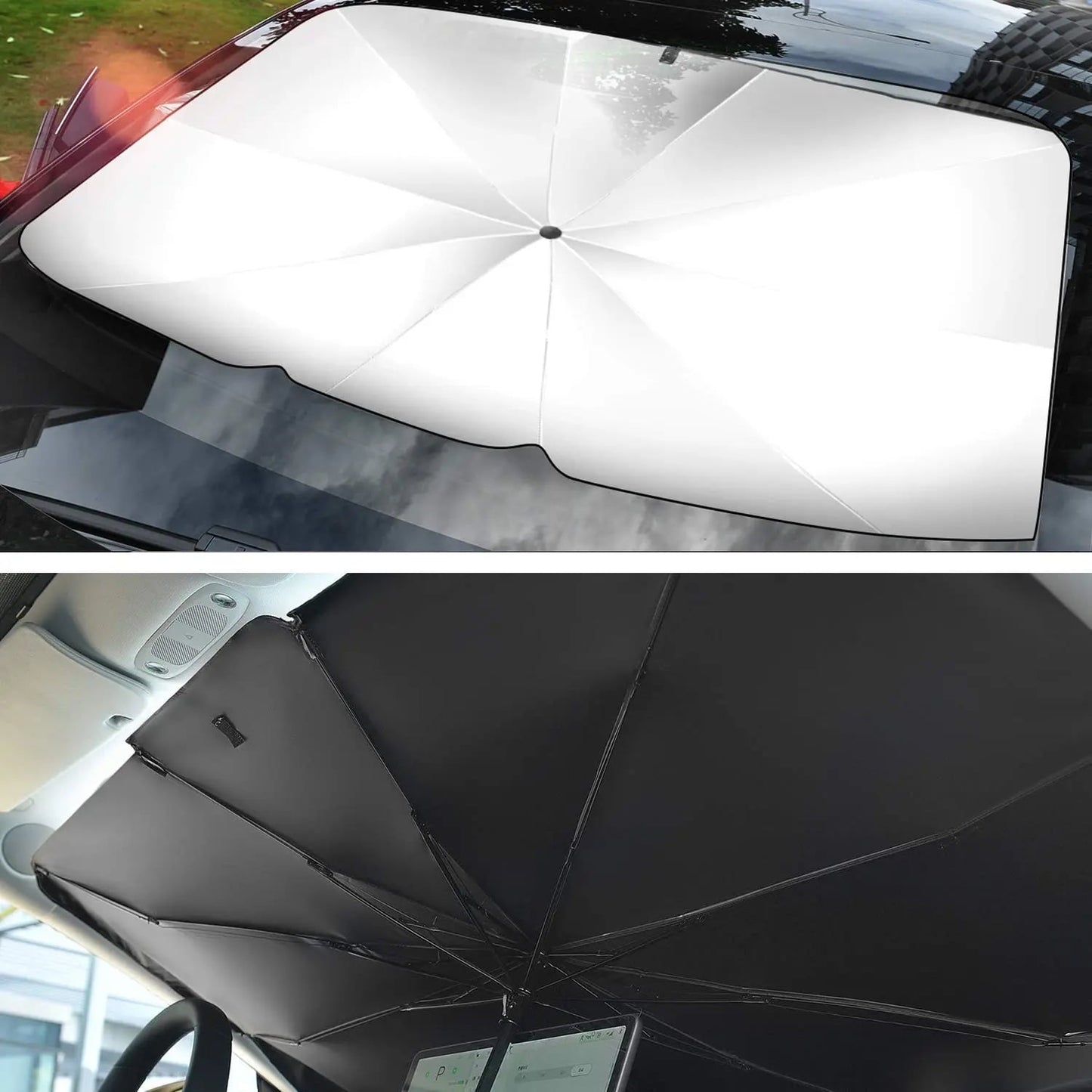 Versatile Windshield Sun Shade Umbrella, Car Windshield Sun Shade Foldable Cover Visor UV Ray Reflector, Car Sun Shade Windshield for Auto Trucks SUV Keeps Vehicle Cool Heat Insulation Protection