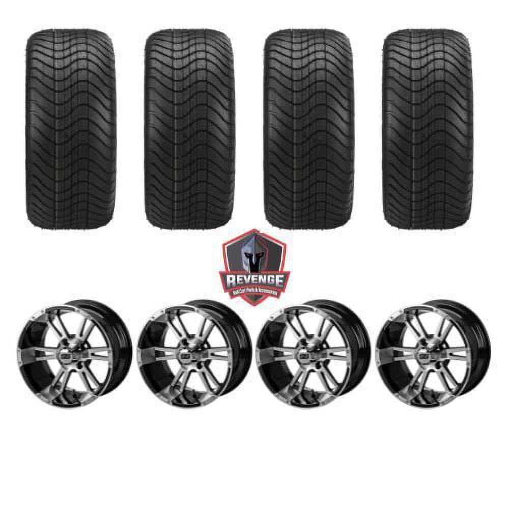 Classic 12" Raptor Machined Black Golf Cart Wheels and Tires Combo (215/40-12) Set of 4