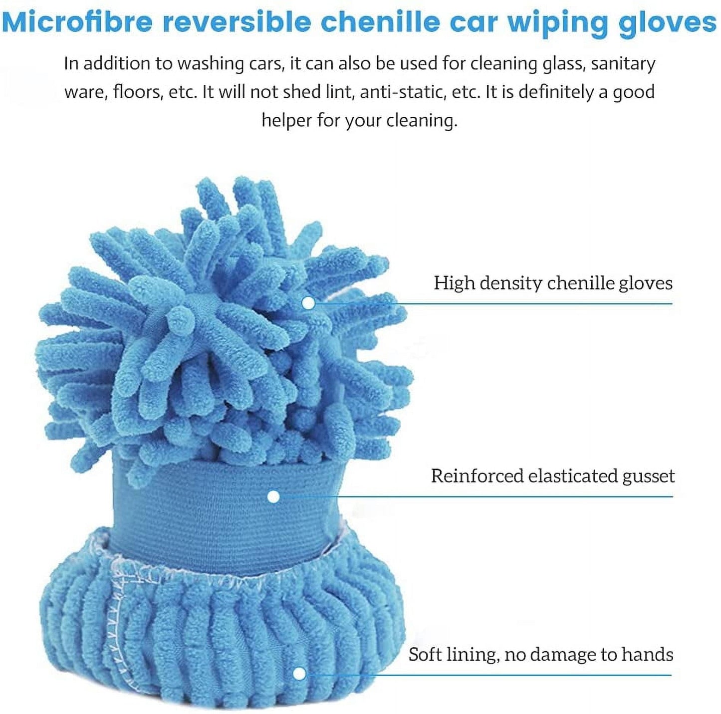 Classic Casewin Car Wash Mitt â Scratch-Free Chenille Microfiber Washing Mitts, Dual Sided Cleaning Gloves for Dirt & Bugs - Premium Sponge Cloths for Cars, Trucks and Boats - 4Pack