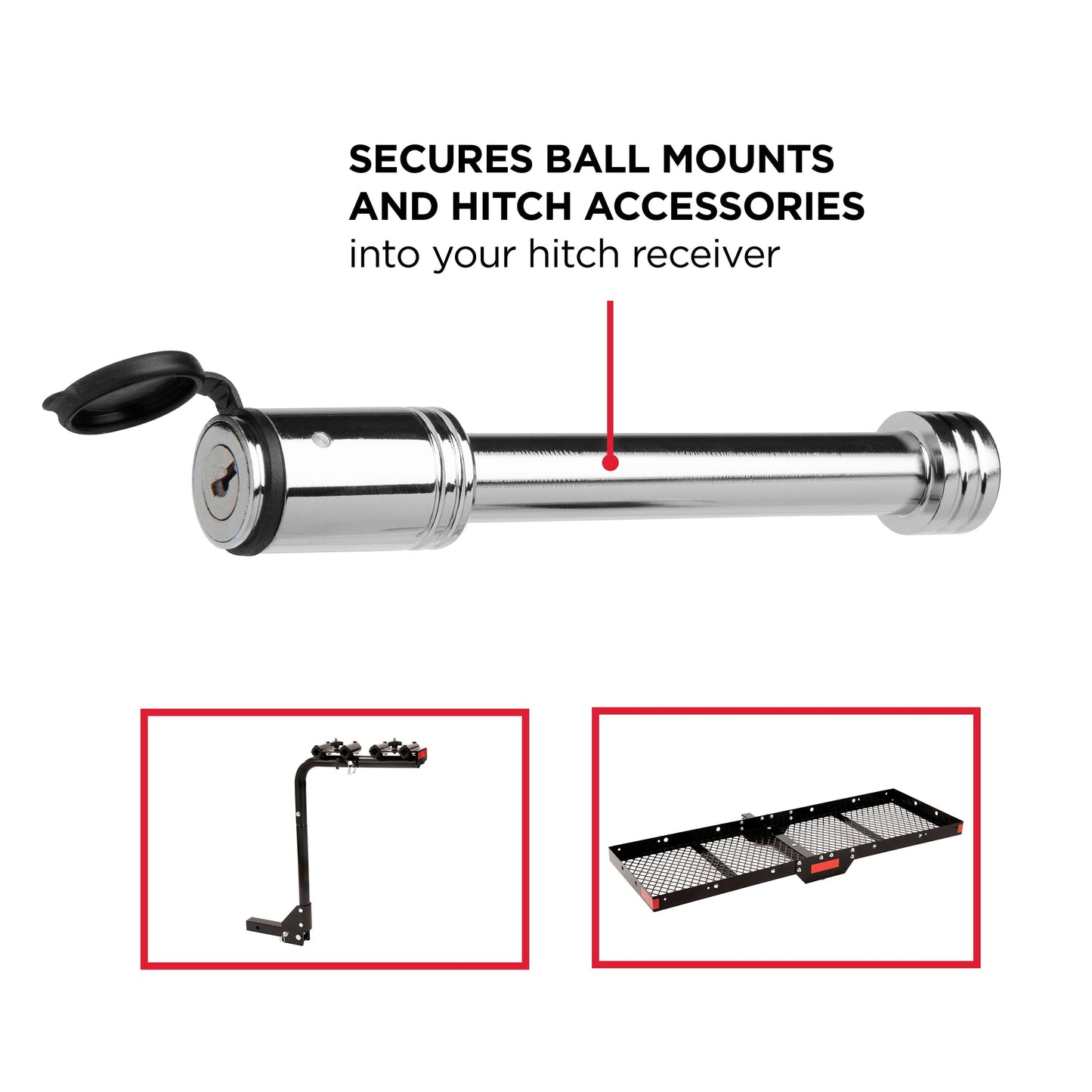 Classic TowSmart Barrel Trailer Hitch Lock, 5/8in Pin, Steel, 4in Span, Includes 2 Keys