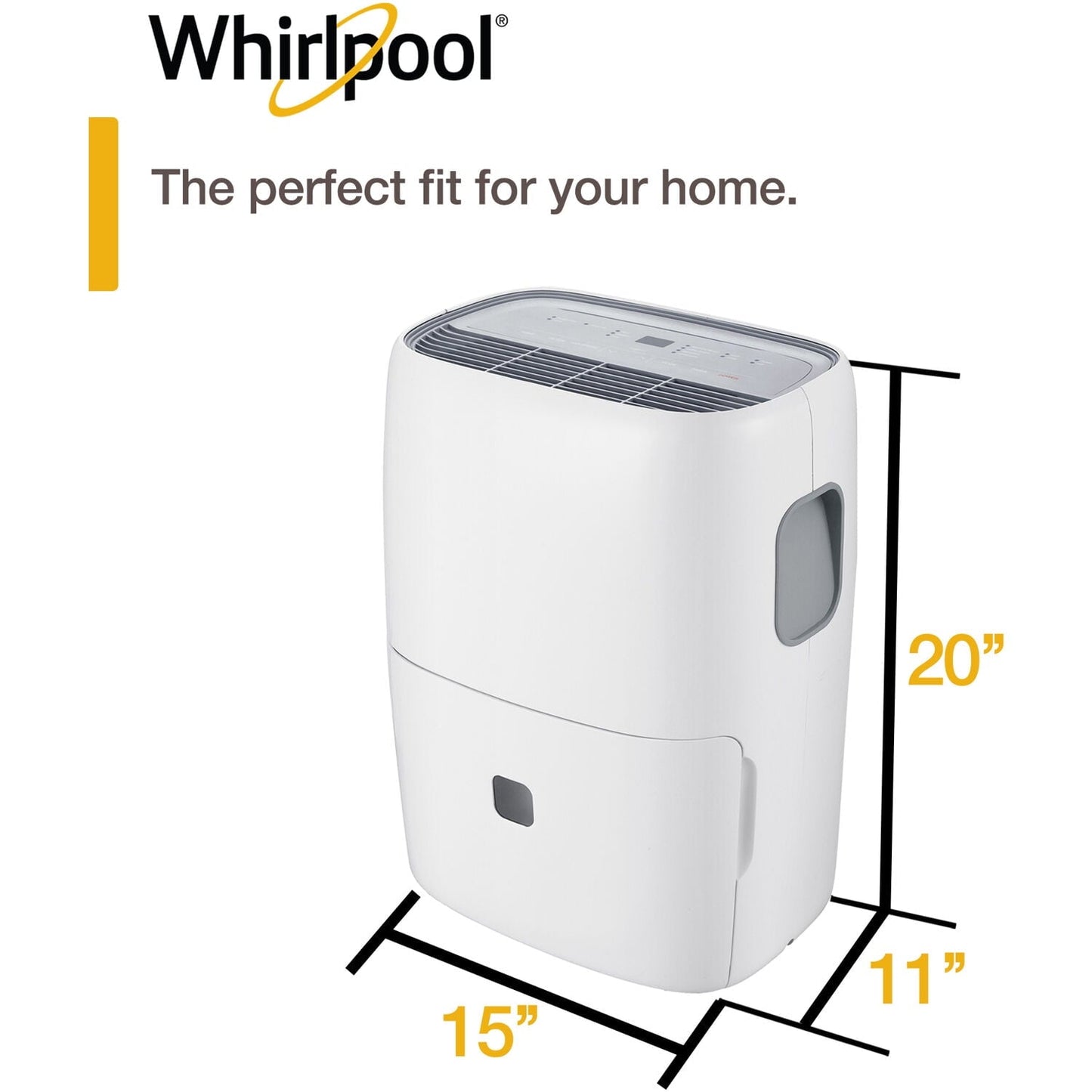 Versatile Whirlpool 20 Pt. 1,500 Sq. ft. Dehumidifier in White - Automatic Shut-off, Bucket Full Indicator