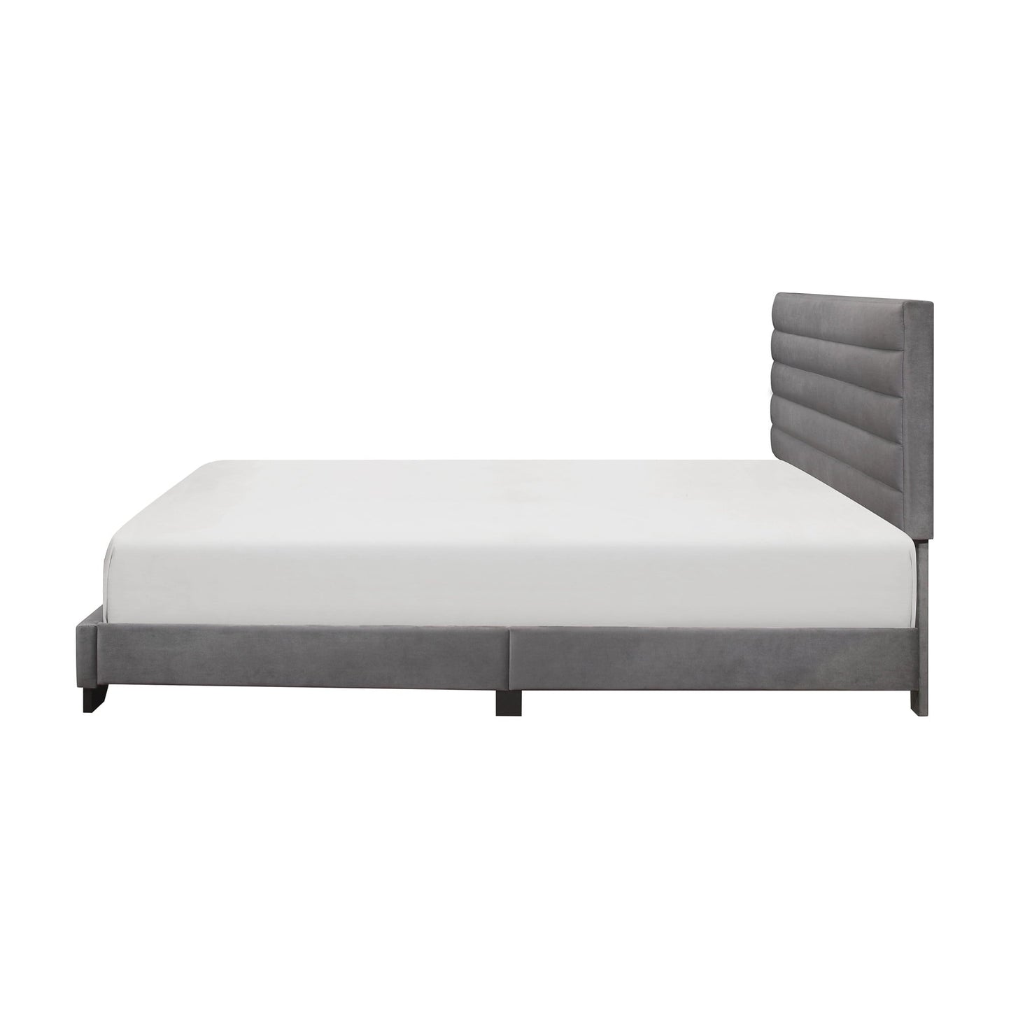 Classic Edie Upholstered Queen Horizonal Tuft Platform Bed, Charcoal