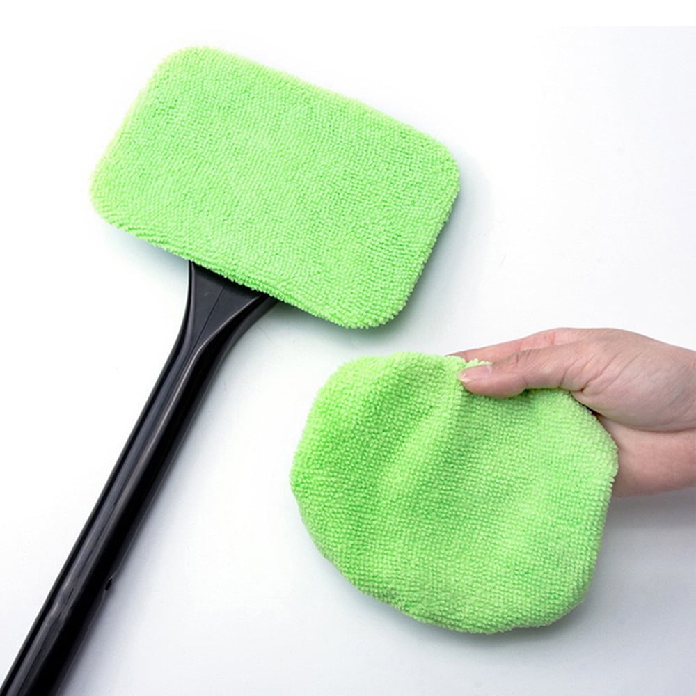 Versatile Windshield Cleaner, Microfiber Car Window Cleaner Microfiber Pads Inside Glass Wiper Kit