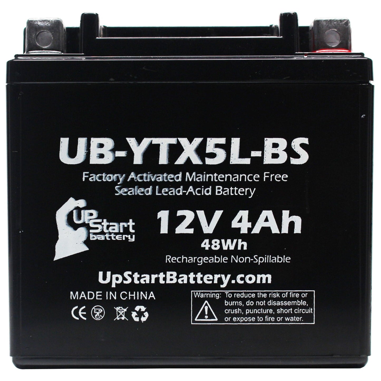 Classic UpStart Battery Replacement 1995 Suzuki LT80 QuadSport 80 80CC Factory Activated, Maintenance Free, ATV Battery - 12V, 4Ah, UB-YTX5L-BS