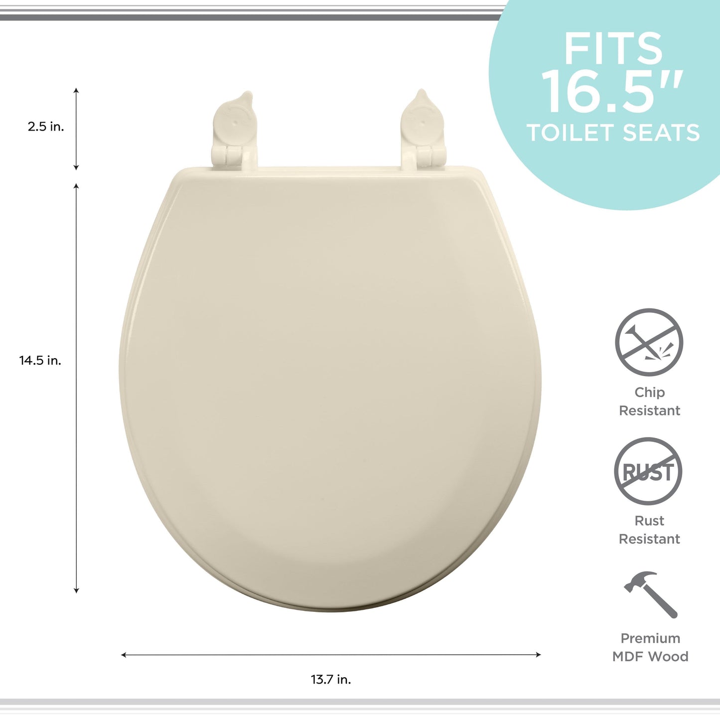 Classic Bath Bliss Beveled Wood Standard Round Toilet Seat in Beige