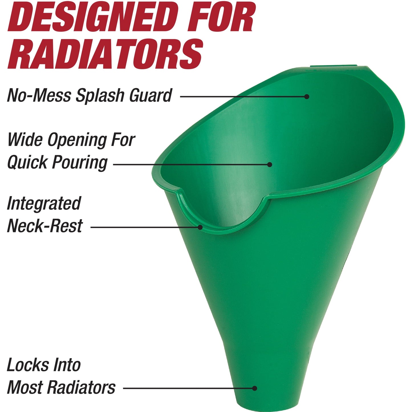 Versatile Hyper Tough Big Mouth Automotive Plastic Funnel, Green, 10713RFHT, 1 Each