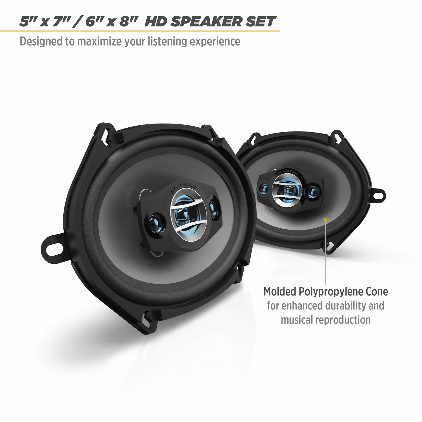 Classic Scosche HD57684SD 4-Way HD Car Speaker Set w/ 200 W Peak/50 W RMS per Speaker, Pair Black New