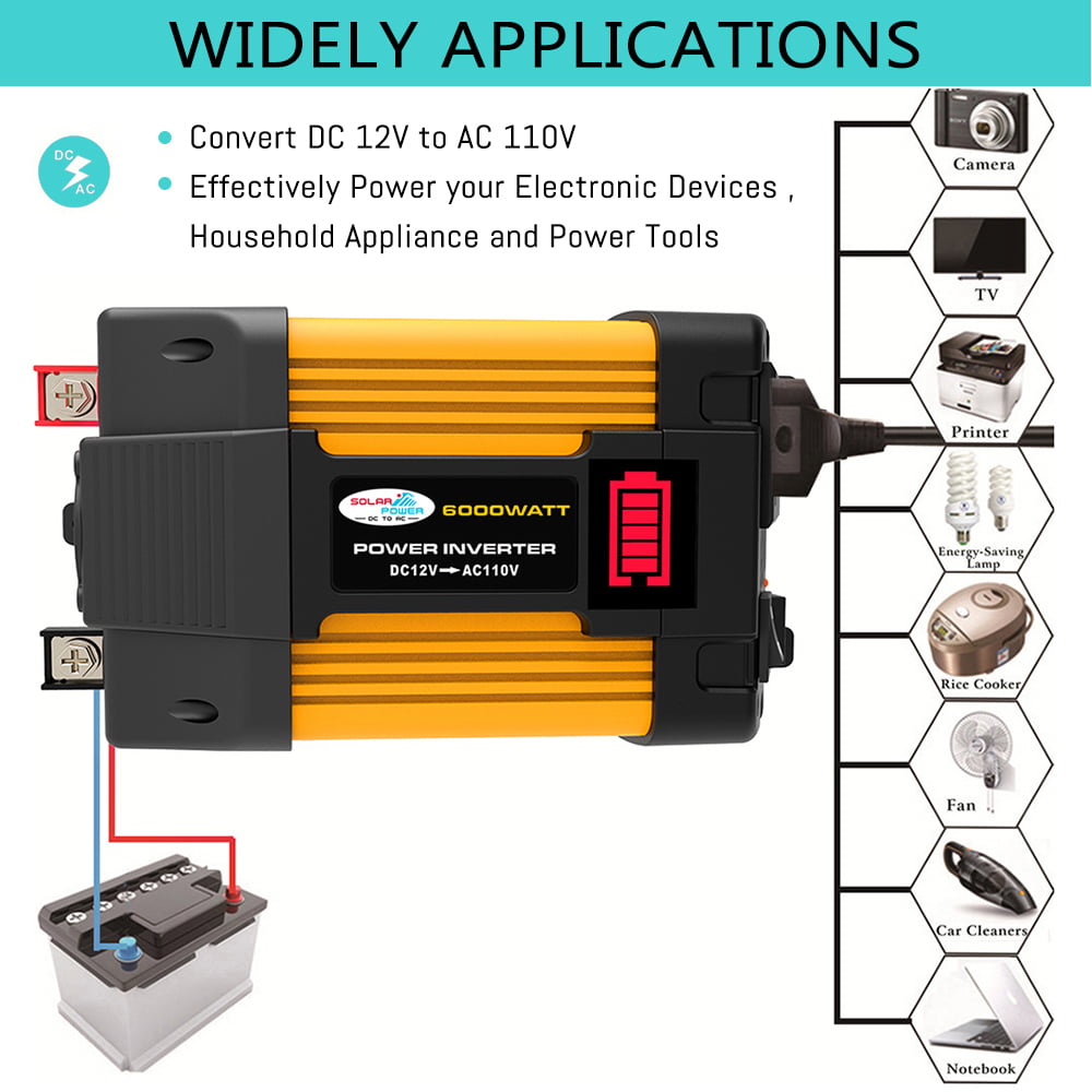 Classic Converter Generator, ,DFITO 4000W Power Inverter DC 12V to 110V AC Car Charger Converter Ports Car Adapter