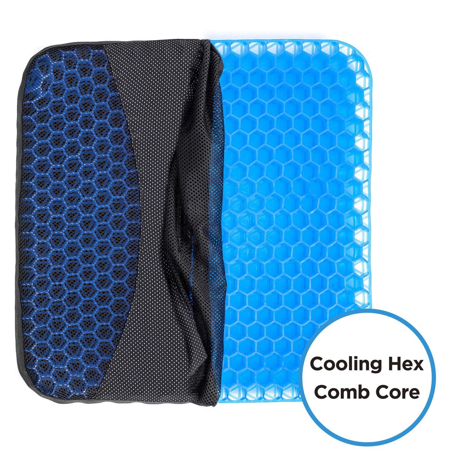 Classic Auto Drive Car Seat Cushion Hex Gel Black and Blue Universal Fit, 19CU22, 1 Piece