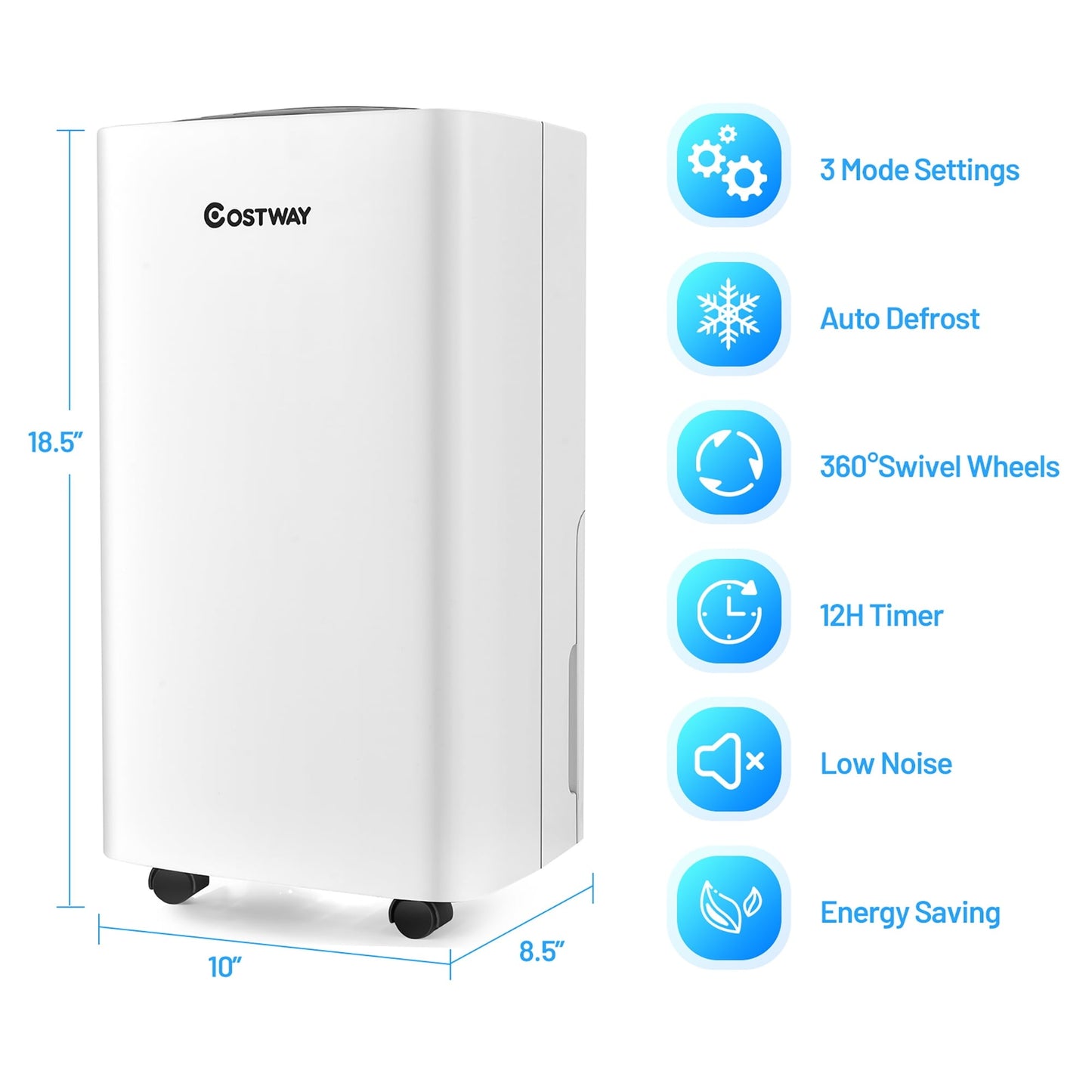 Classic Costway 24 Pints 1500 Sq. Ft Portable Dehumidifier For Medium To Large Spaces