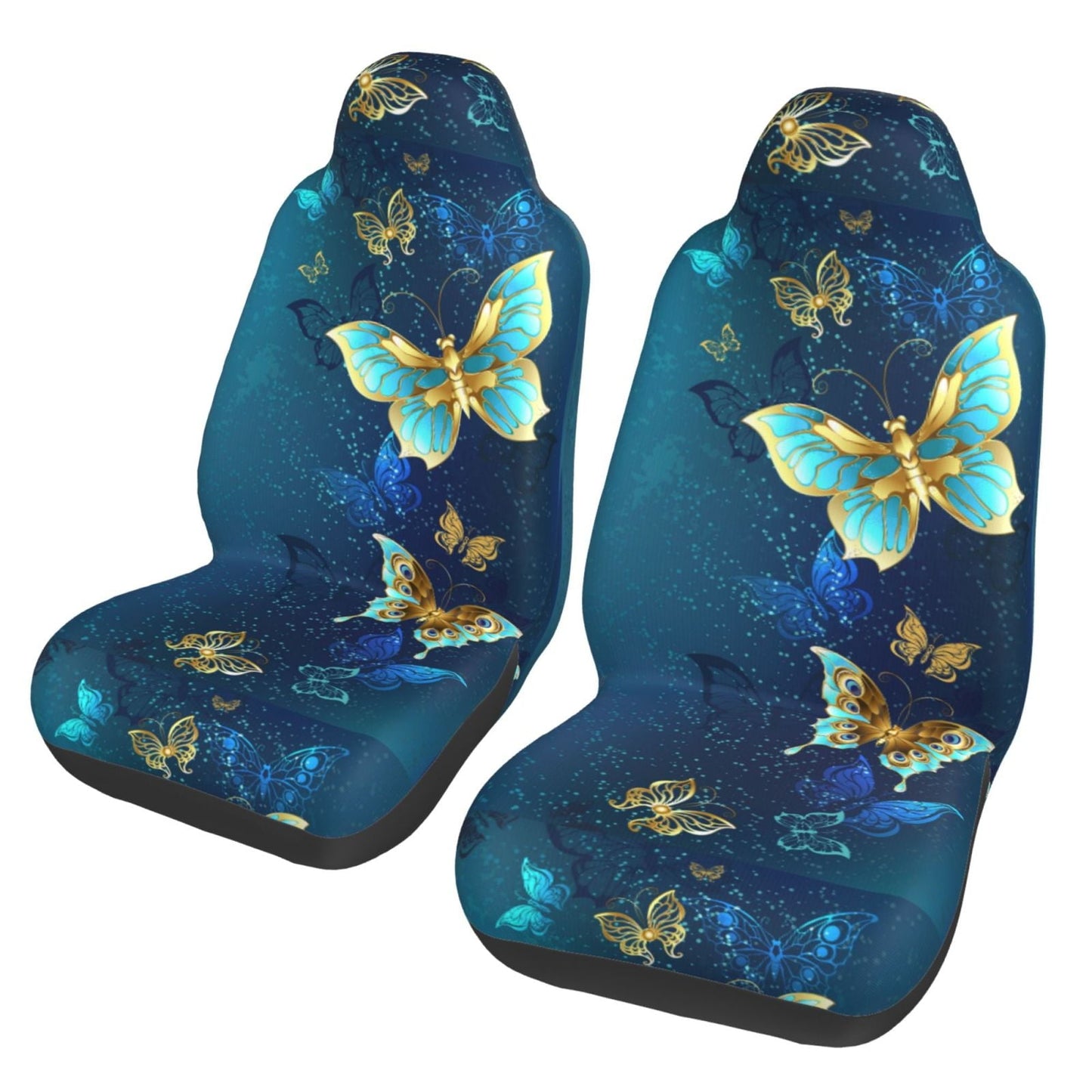 Versatile KAKALAD Blue butterfly Car Seat Covers Set Vehicle Front Seats Protector 2 Pcs