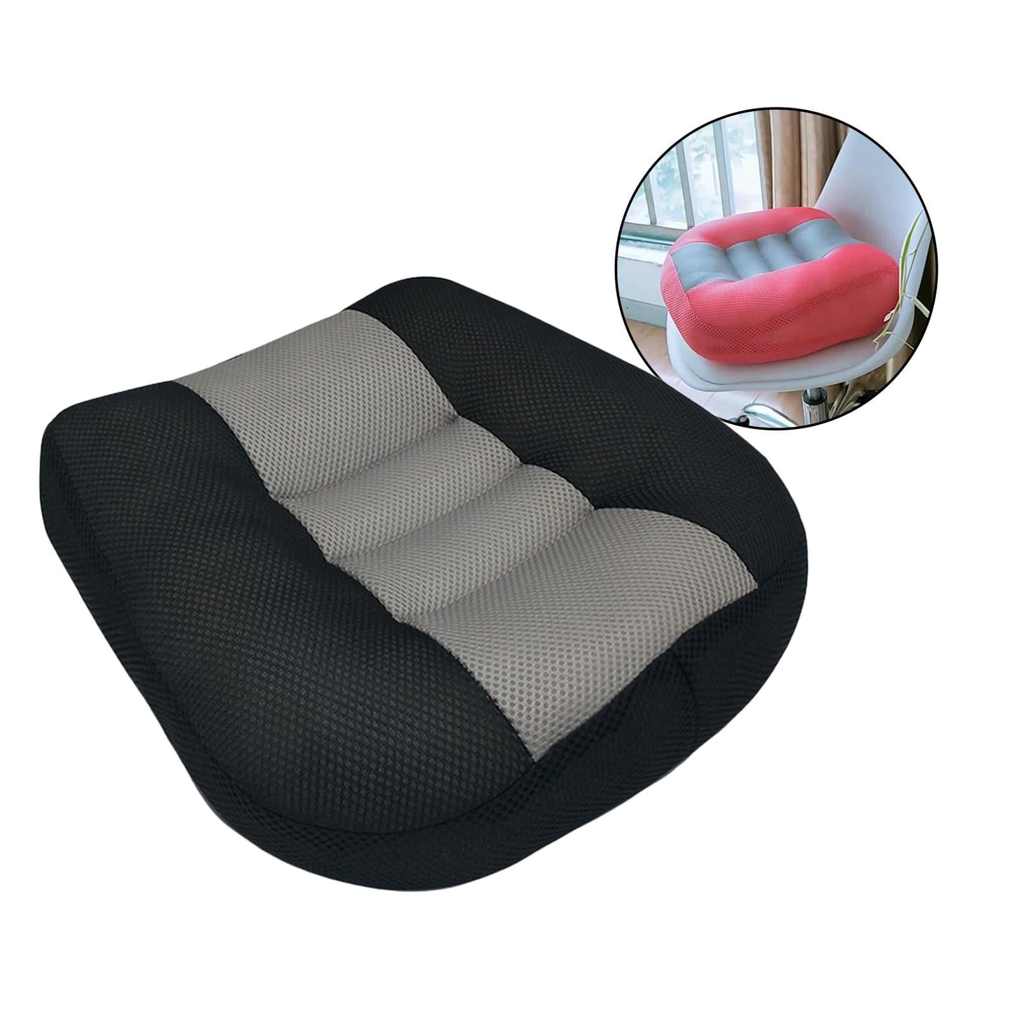 Classic Adult Car Driver Seat Cushion Boost Mat Breathable Mesh Portable Angle Black