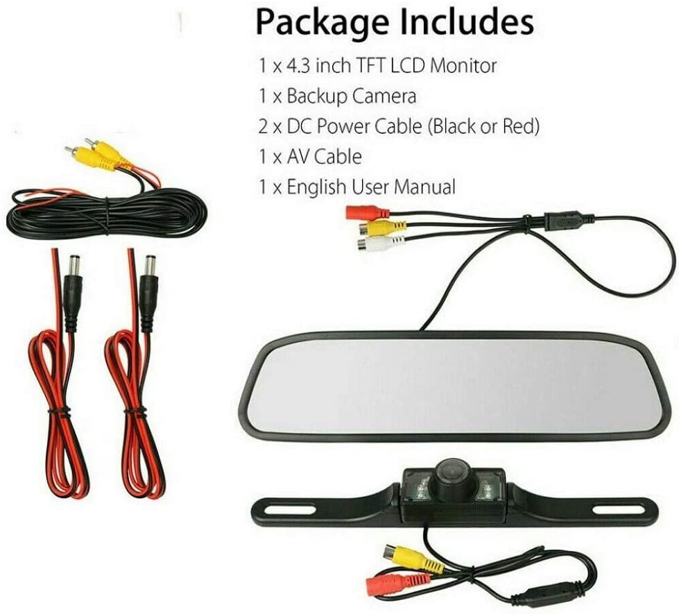 Classic Top-Max Backup Camera with 4.3" Monitor - License Plate Reversing Camera Kits Rear View Night Vision 170Â° Wide Angle Parking System for Cars Vehicles