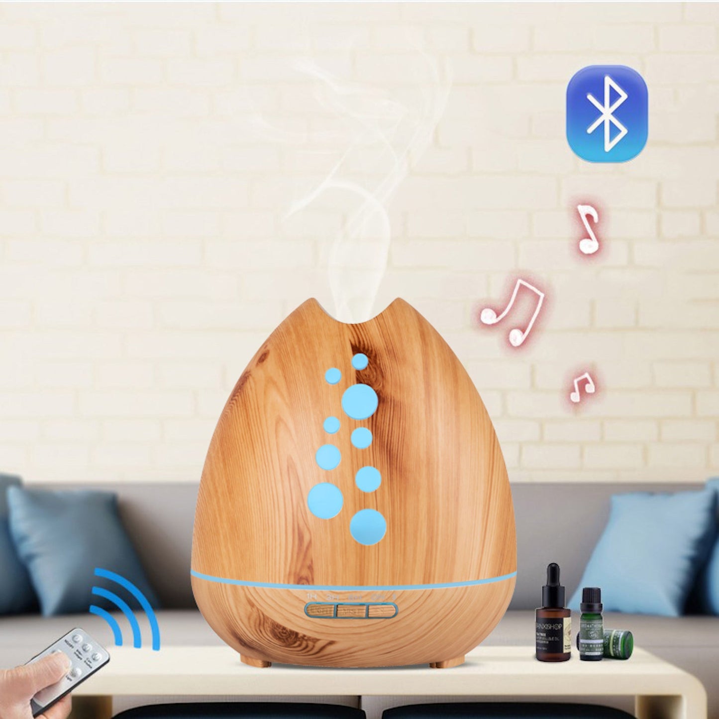 Versatile TGE Unique 400ML Essential Oil Diffuser Humidifier Bluetooth Music Speaker with Remote 7 Color LED Lights Auto Shut-off