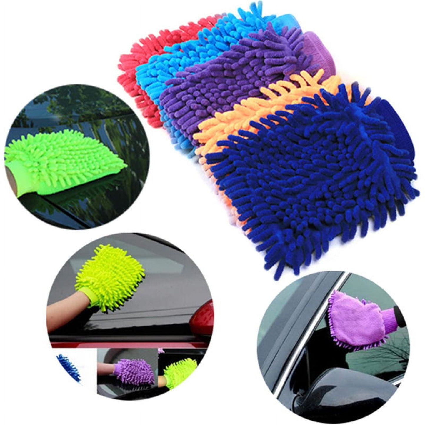 Classic Casewin Car Wash Mitt â Scratch-Free Chenille Microfiber Washing Mitts, Dual Sided Cleaning Gloves for Dirt & Bugs - Premium Sponge Cloths for Cars, Trucks and Boats - 4Pack