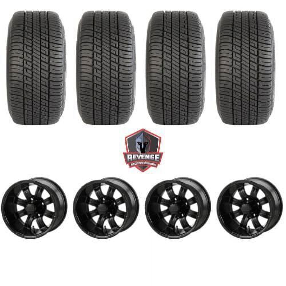 Classic 12" Casino Matte Black Golf Cart Wheels and Tires Combo (205/30-12) Set of 4