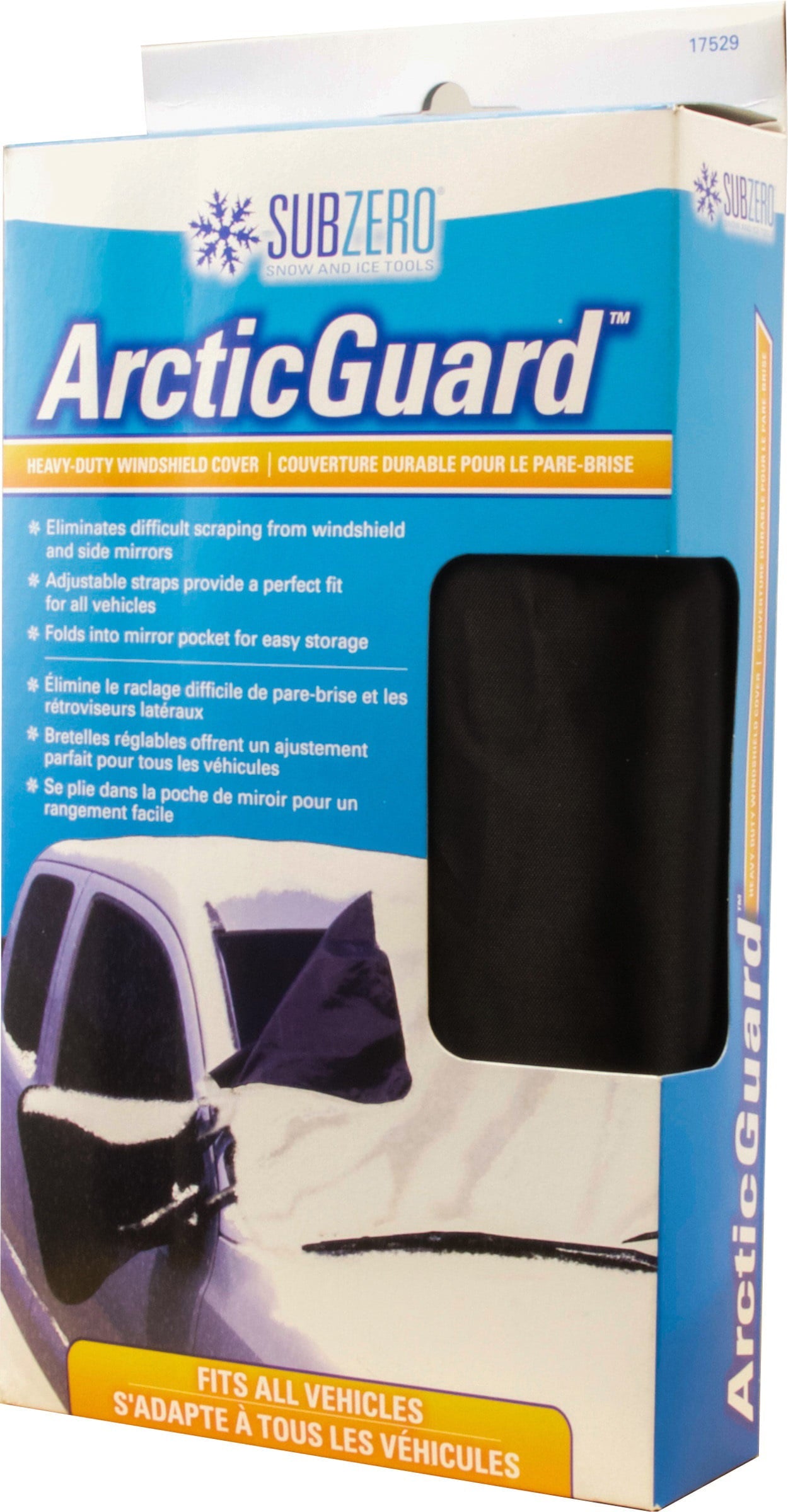 Classic SubZero ArcticGuard Heavy Duty Adjustable Windshield Cover for Car, Truck, SUV & More, Black, 1PK, 17529