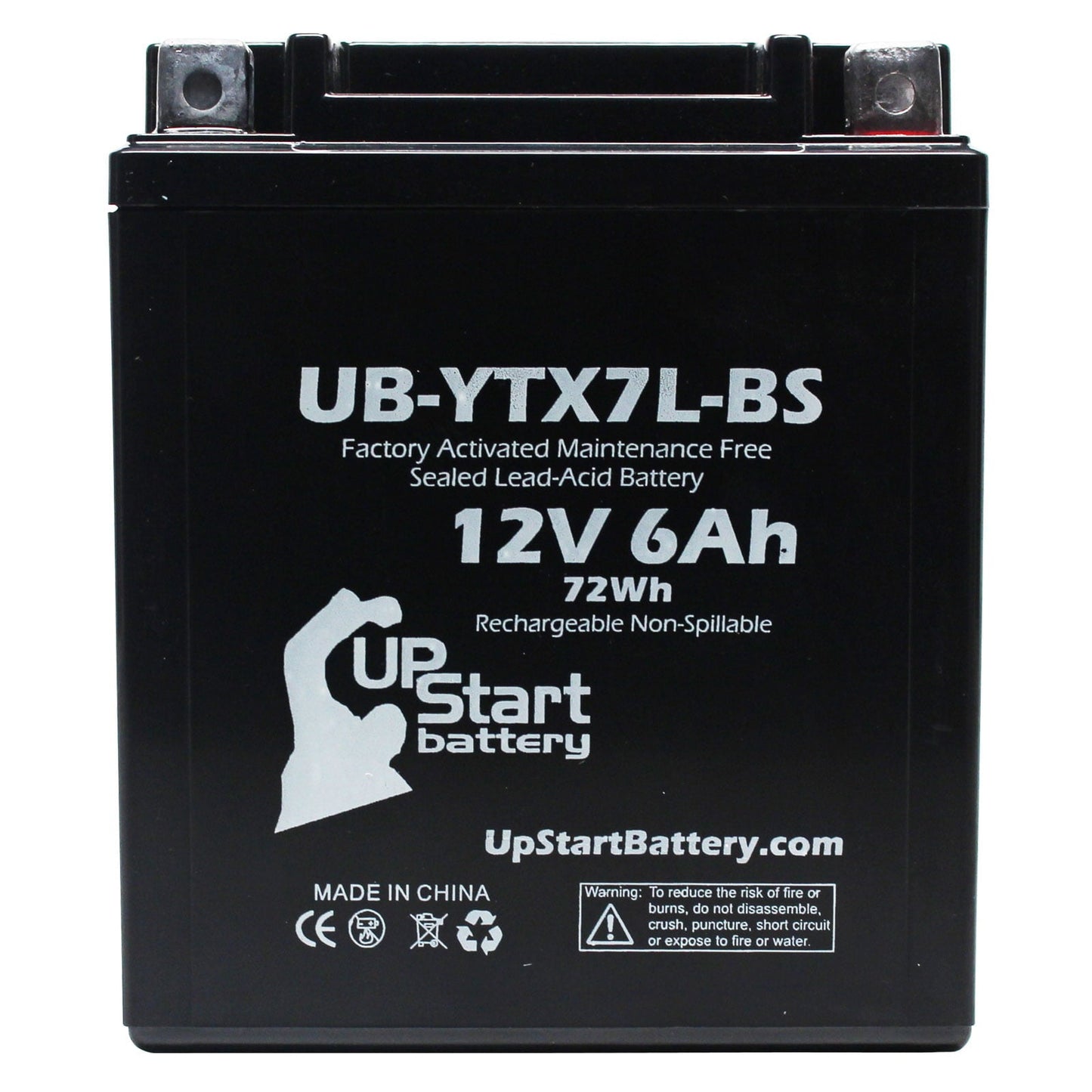 Classic UpStart Battery Replacement 2002 Honda CMX250C Rebel 250CC Factory Activated, Maintenance Free, Motorcycle Battery - 12V, 6Ah, UB-YTX7L-BS