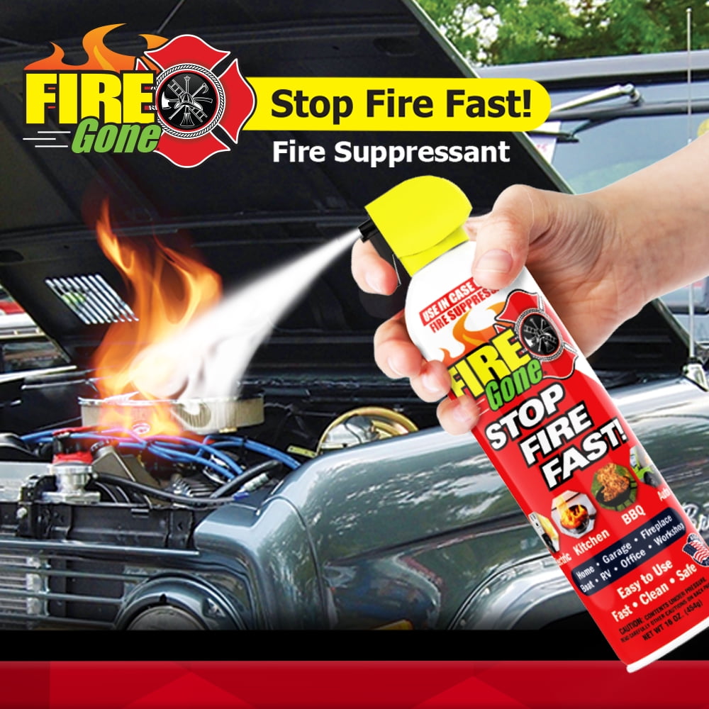 Versatile Fire Gone 16 oz Fire Extinguishing  Water Based Aerosol Suppressant  (Pk of 1) Class A, B, C Fires.