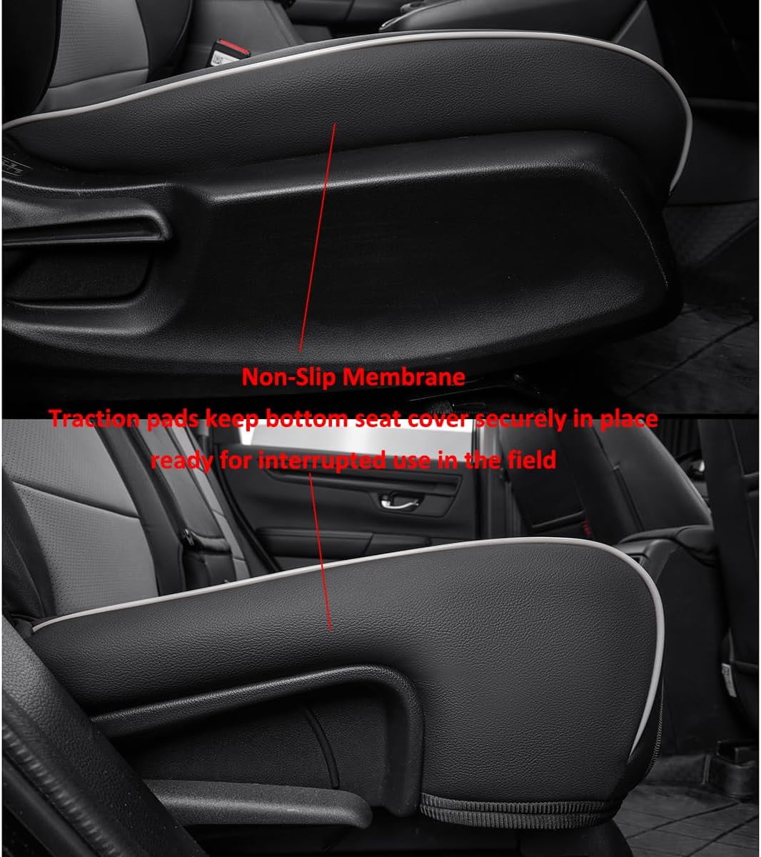 Classic EKR Custom Fit CRV Seat Covers for Honda CRV EX,EXL,Hybrid 2023 2024 - Full Set Breathable Leather Auto Seat Covers(Black with Gray)