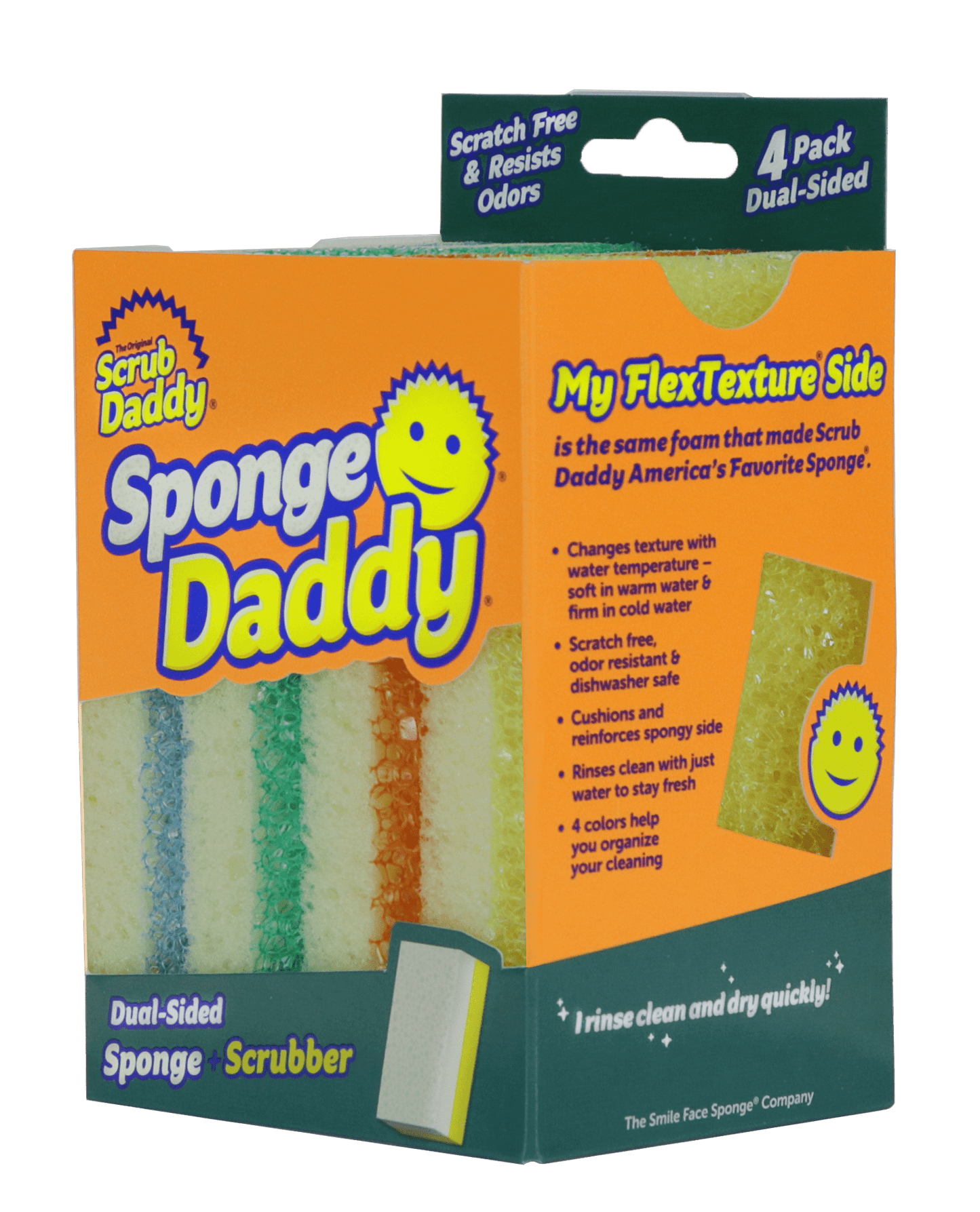 Versatile Scrub Daddy Sponge Daddy Dual-Sided Non- Scratch Sponge, 4 Count