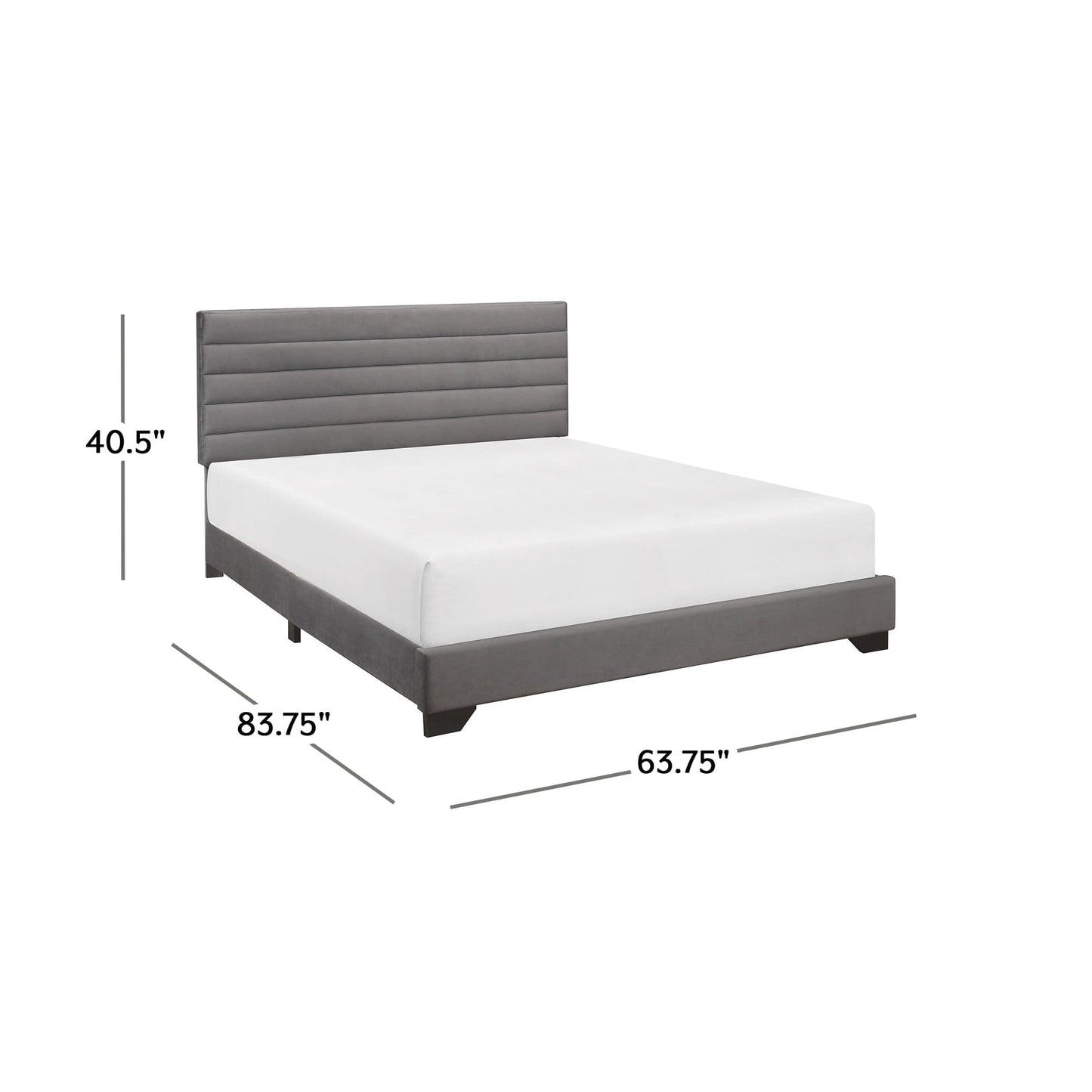 Classic Edie Upholstered Queen Horizonal Tuft Platform Bed, Charcoal