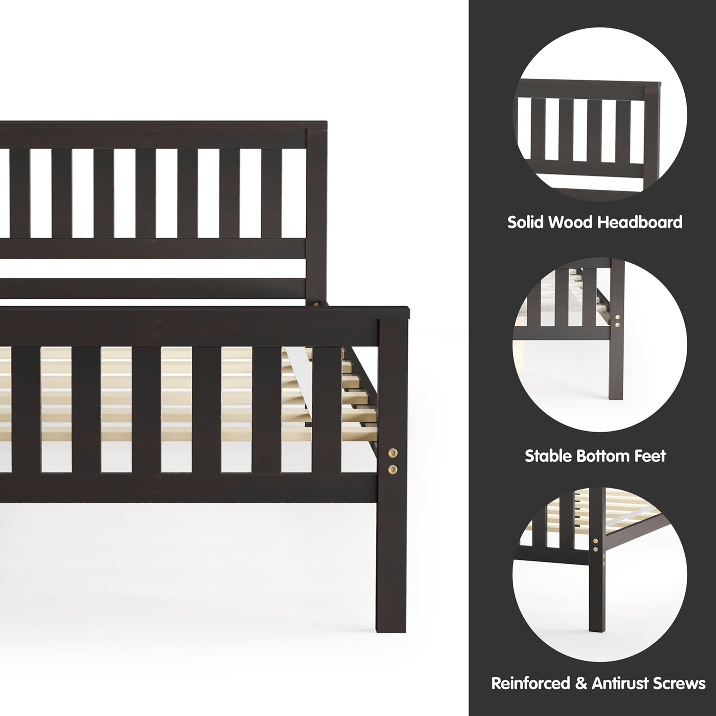 Versatile Costway Twin Wood Platform Bed with Headboard and Footboard Mattress Foundation