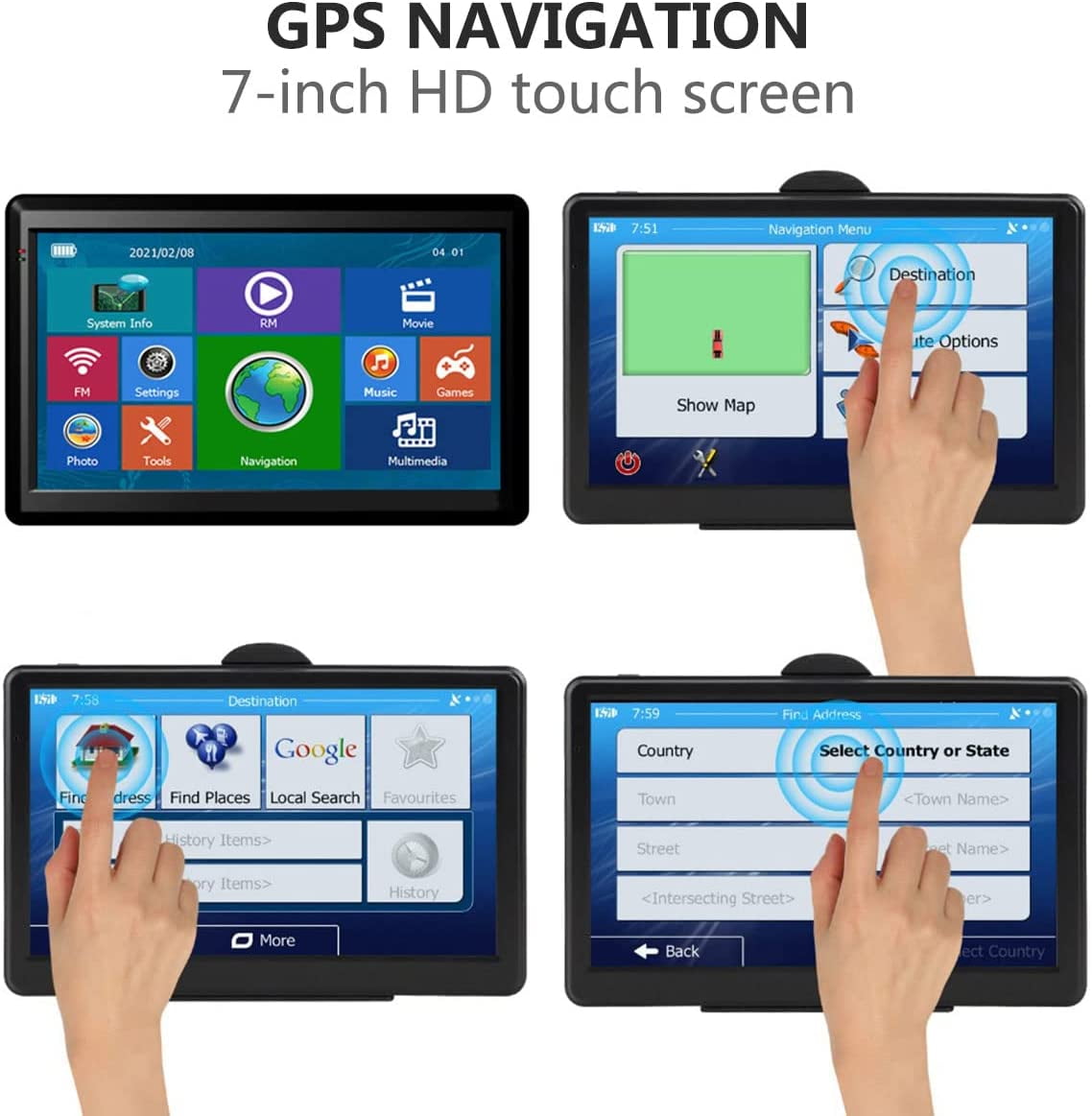 Versatile GPS Navigation for Car Truck GPS,7 Inch Touchscreen Car GPS Navigator 8GB 256M with Voice Guidance Spoken Turn Direction Reminding GPS for Car,Lifetime Free Map Update