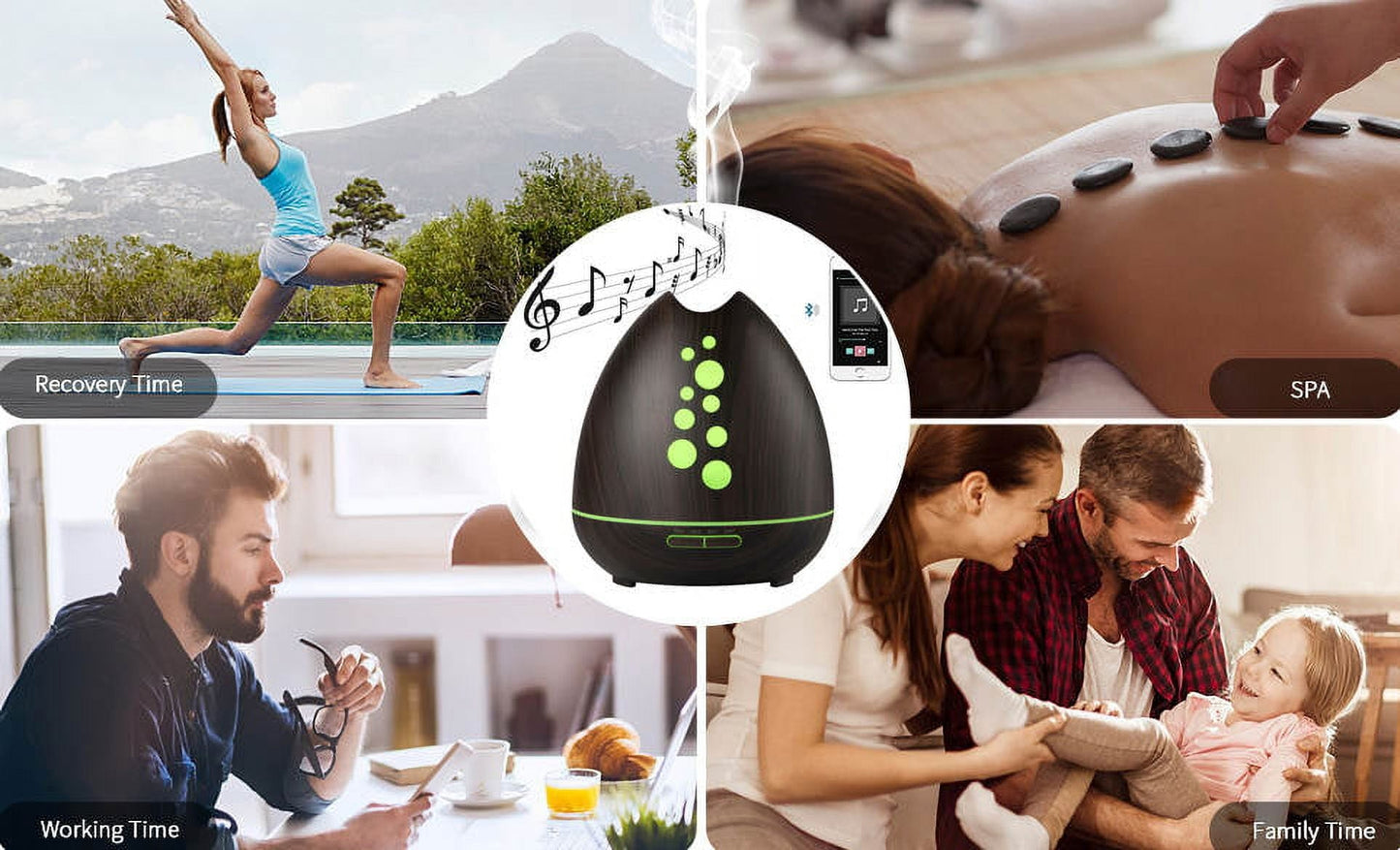 Versatile TGE Unique 400ML Essential Oil Diffuser Humidifier Bluetooth Music Speaker with Remote 7 Color LED Lights Auto Shut-off