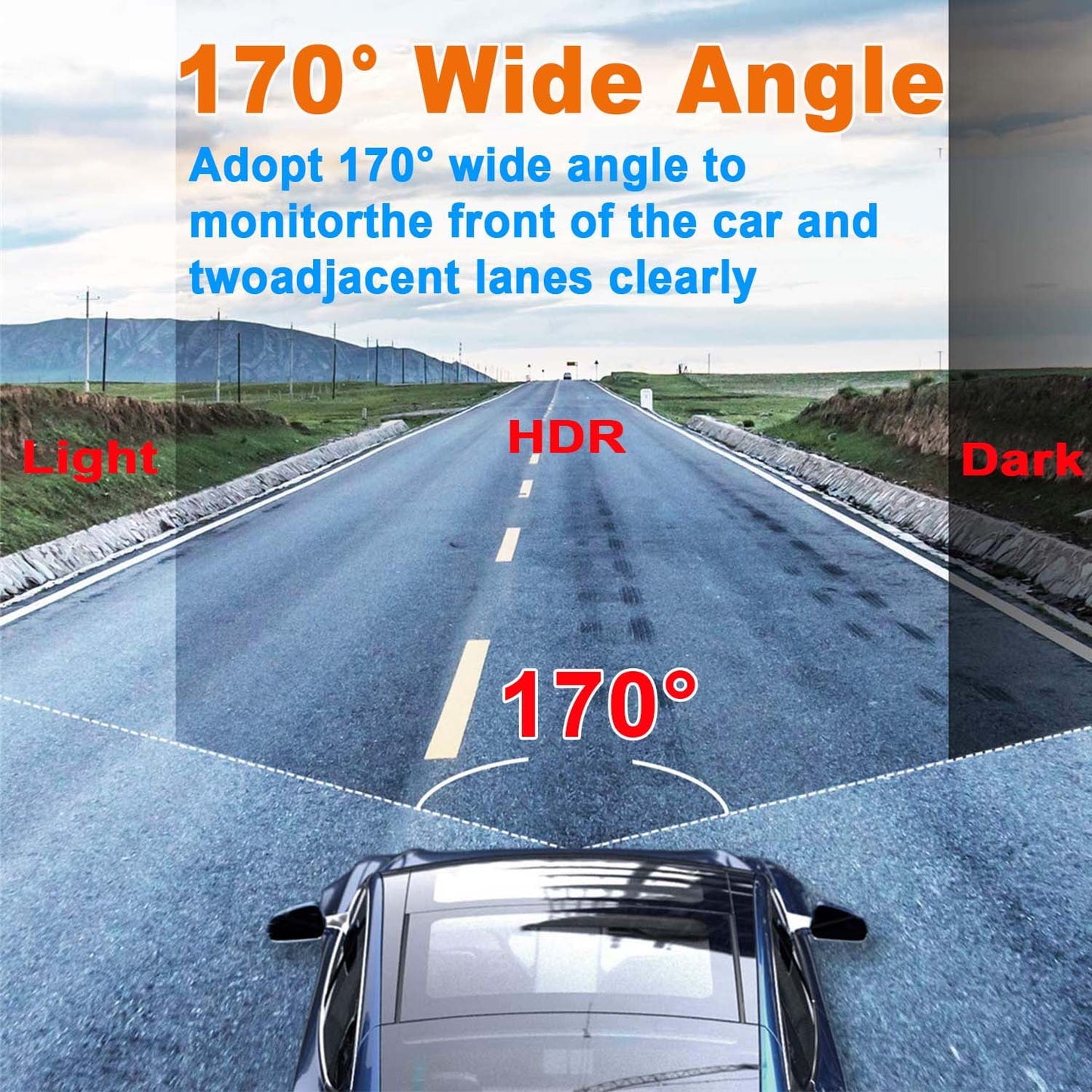 Classic Dash Cam, 3 Channel Dash Cam Front and Rear Inside,1080P Full HD 170 Deg Wide Angle Dashboard Camera, Night Vision, WDR, Accident Lock, Loop Recording, Parking Monitor