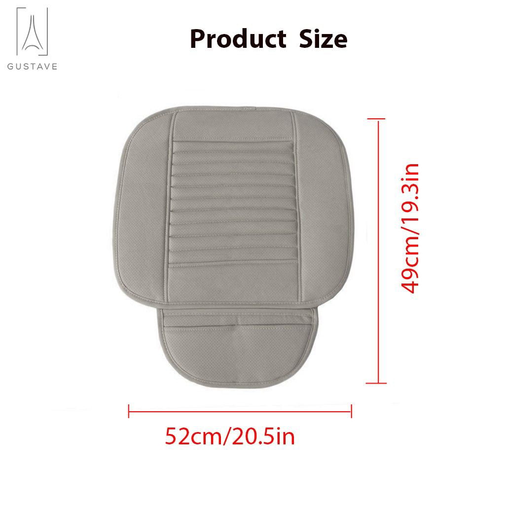 Versatile Gustave Universal Car Seat Cover, Car Front Seat Cushion Breathable PU Leather Pad Mat Non Slip Bottom for Auto Supplies Office Chair with Storage Pouch "Gray"