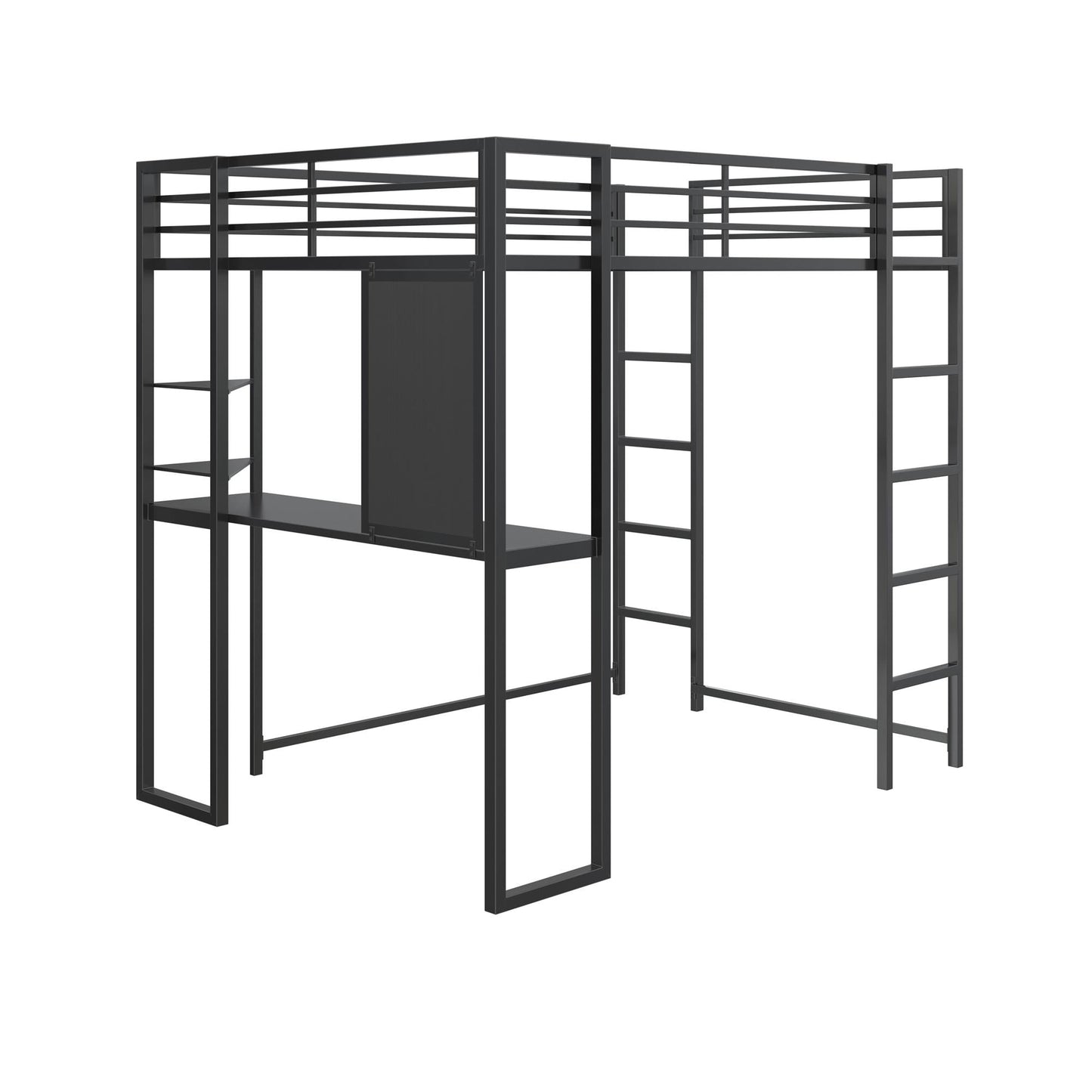 Versatile Teen Novogratz Hunter Full Size Metal Loft Bed, Black