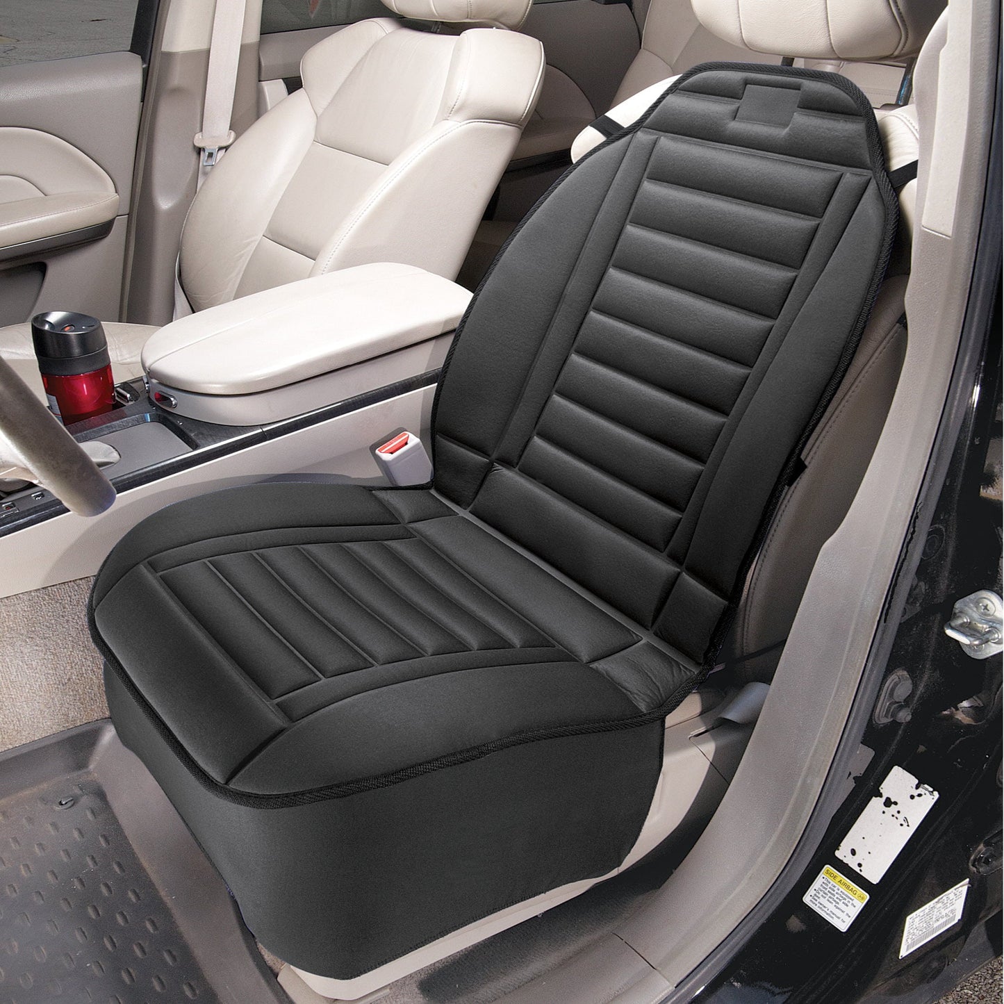 Classic Collections Etc Black Comfy Car Seat Cushion with Straps