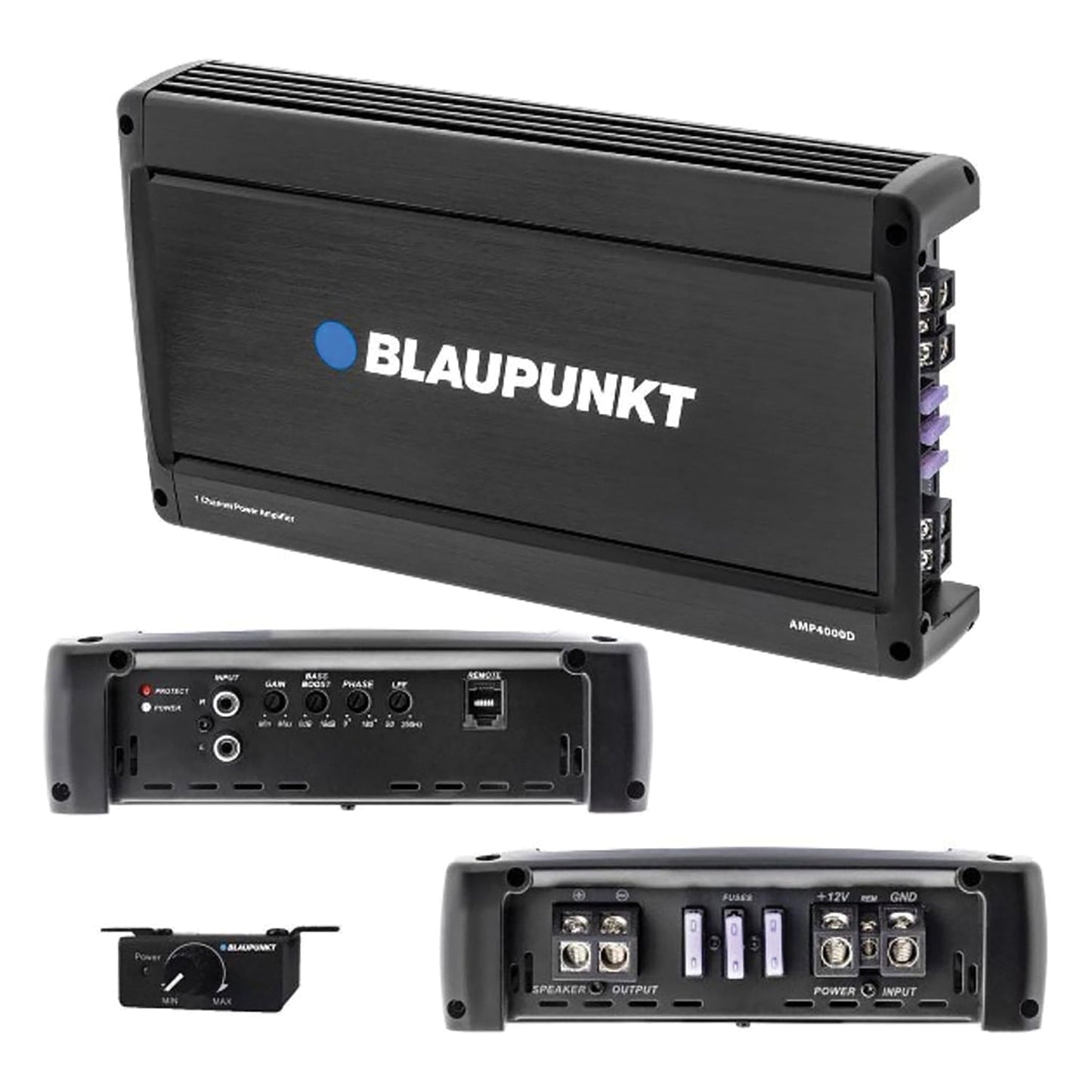 Classic Blaupunkt AMP4000D 4,000-Watt-Max Monoblock Class D Amp with Bass Remote