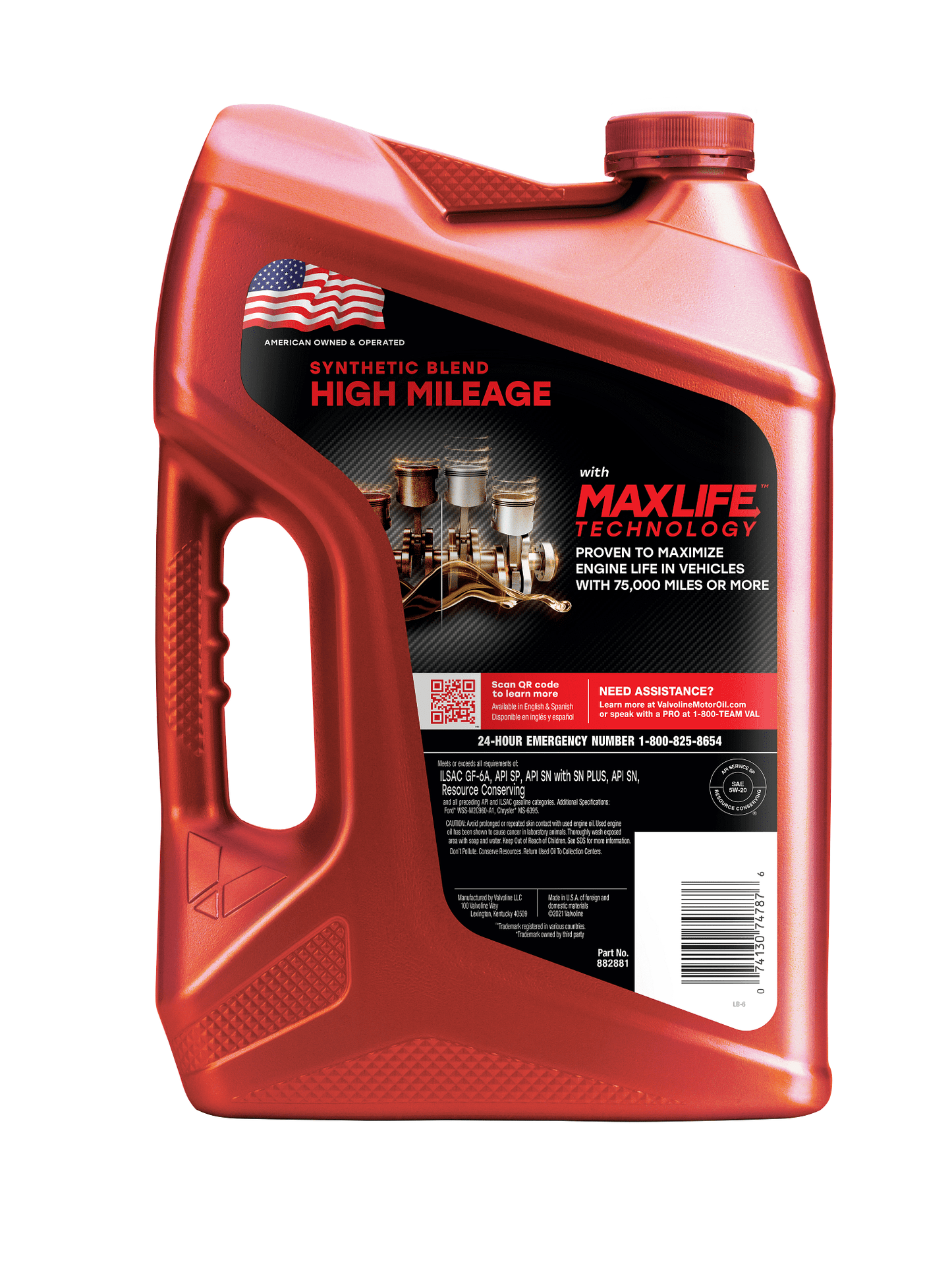 Versatile Valvoline High Mileage MaxLife 5W-20 Synthetic Blend Motor Oil 5 QT