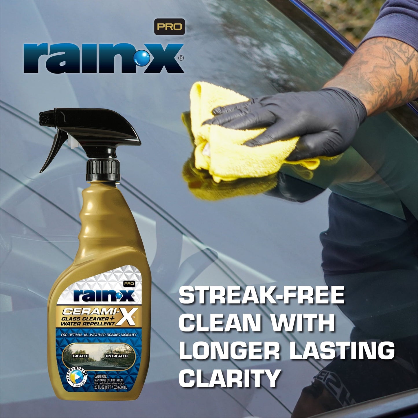 Versatile Rain-XÂ® Pro Cerami-X 2-in-1 Glass Cleaner and Water Repellent 23oz - 630177SRP