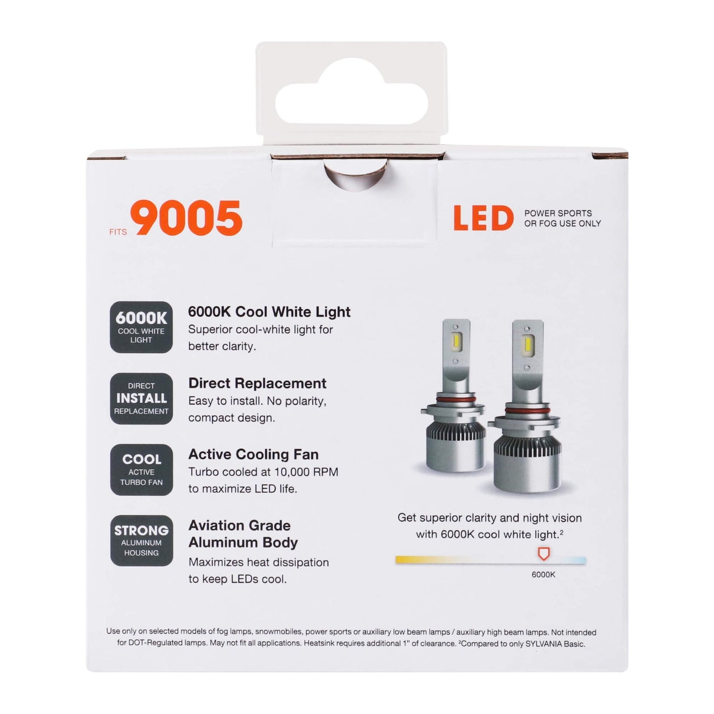 Versatile Sylvania 9005 LED Fog Light and Powersport Bulb, Pack of 2