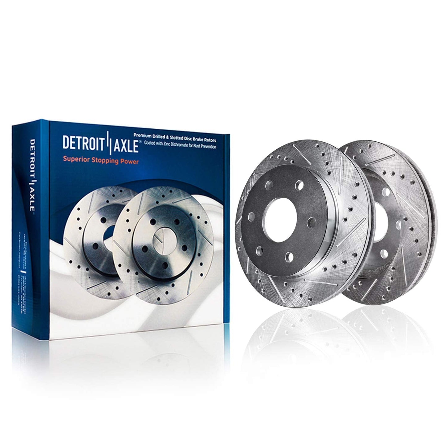 Classic Detroit Axle - Brake Rotors for 12-20 Ford F-150 Drilled & Slotted Brakes Rotors 2012 2013 2014 2015 2016 2017 2018 2019 2020 Replacement: 13.78'' Front Rotor and 13.7'' Rear Rotor 6 Lug