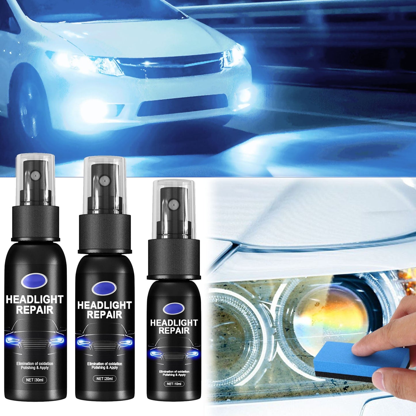 Versatile CLZOUD Car Care Repair 1 Bottle of Headlight Spray Car Headlight Scratch Agent Polishing Lampshade Headlight Kit Liquid Polish Renewals 30ml