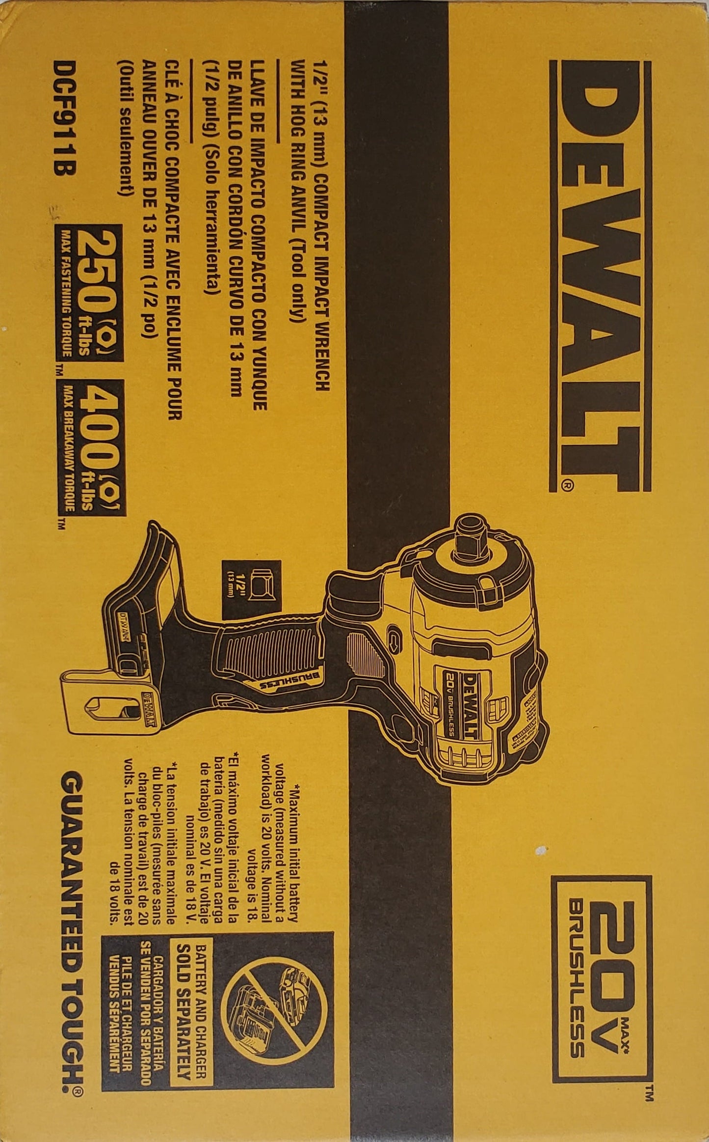 Versatile Dewalt DCF911B 20V MAX 1/2" Cordless Impact Wrench