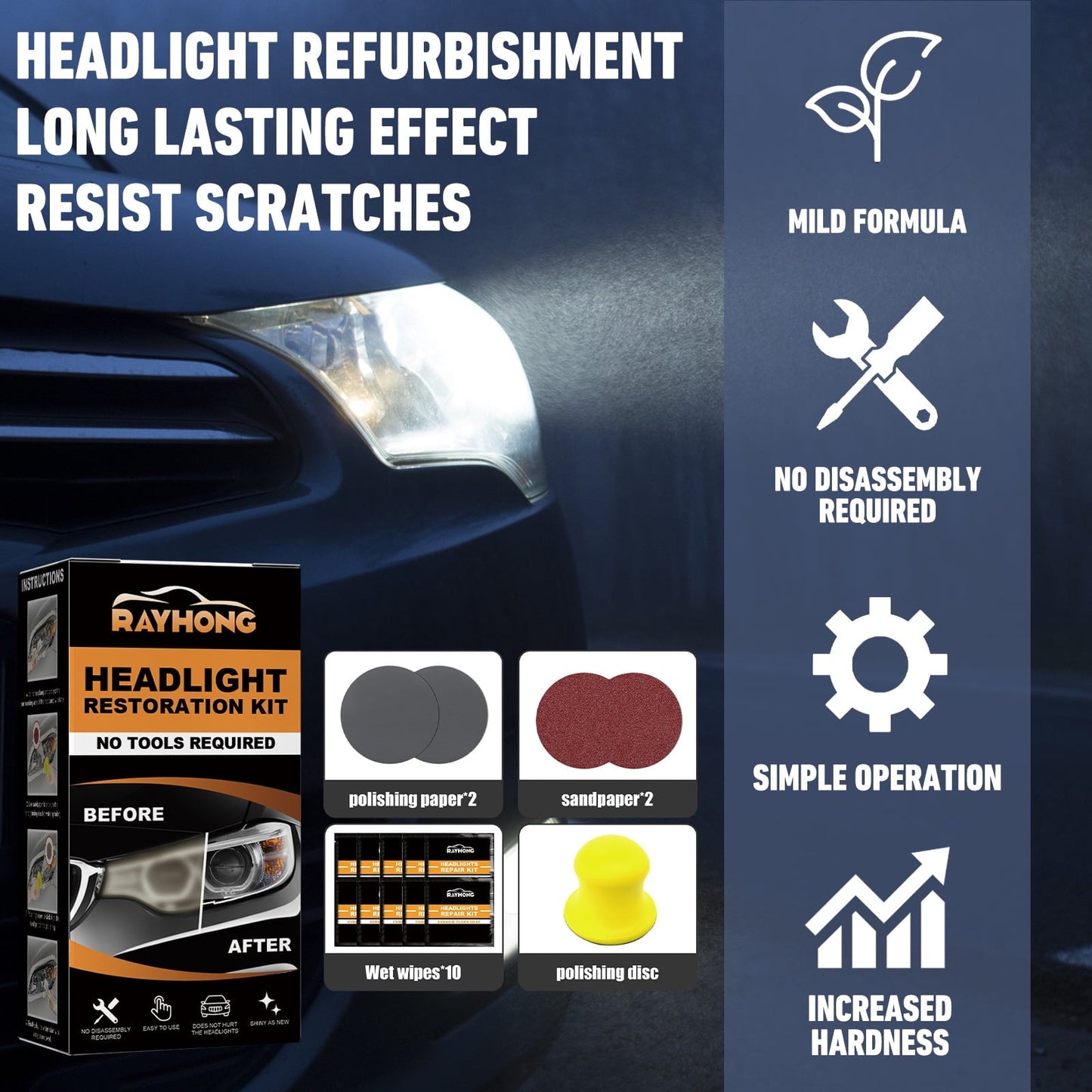 Classic Automotive ceramic headlight repair kit, headlight lampshade repair, scratches, yellowing, polishing, renovation, brightening