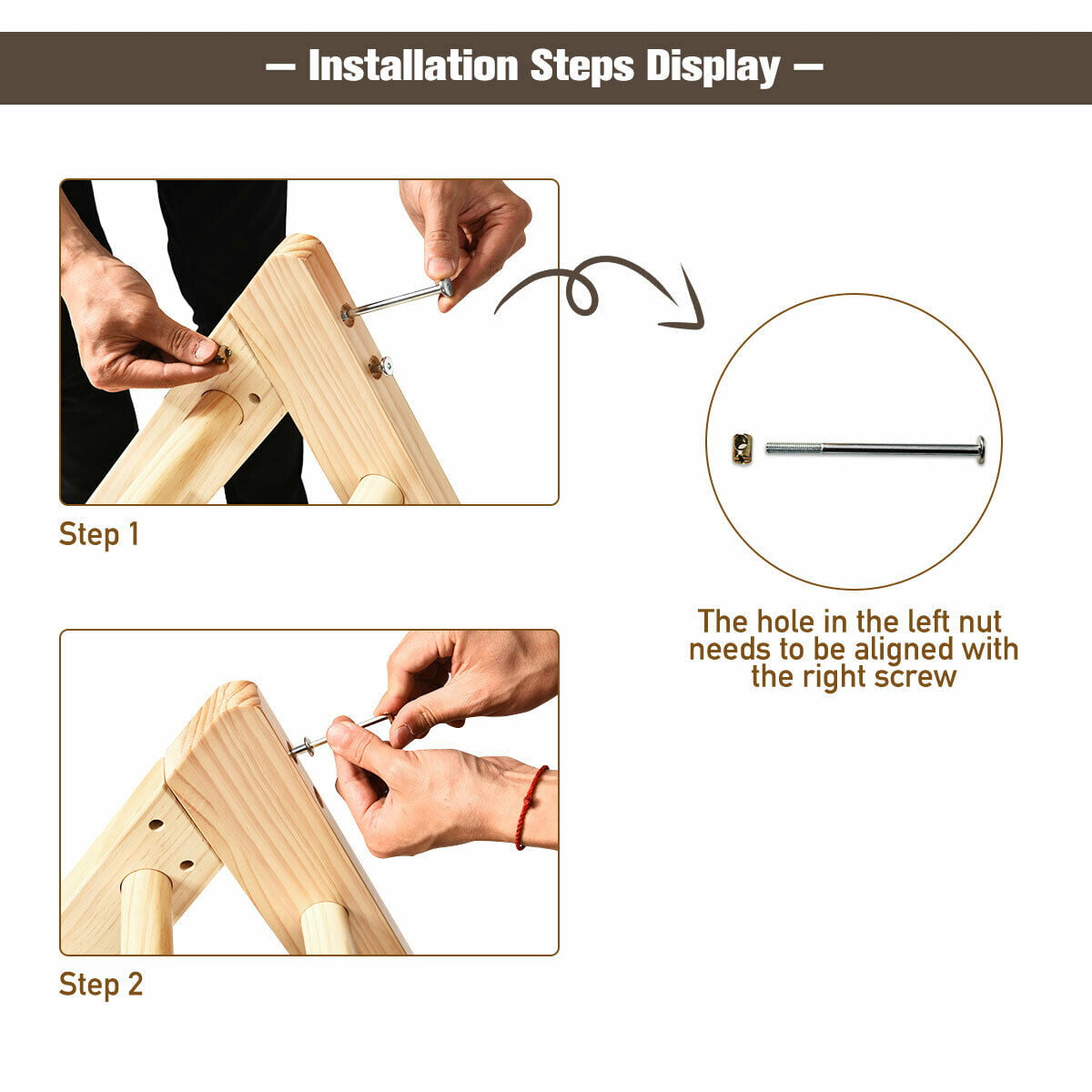 Versatile Costway Wooden Climbing Pikler Triangle with Climbing Ladder For Toddler Step Training, Natural