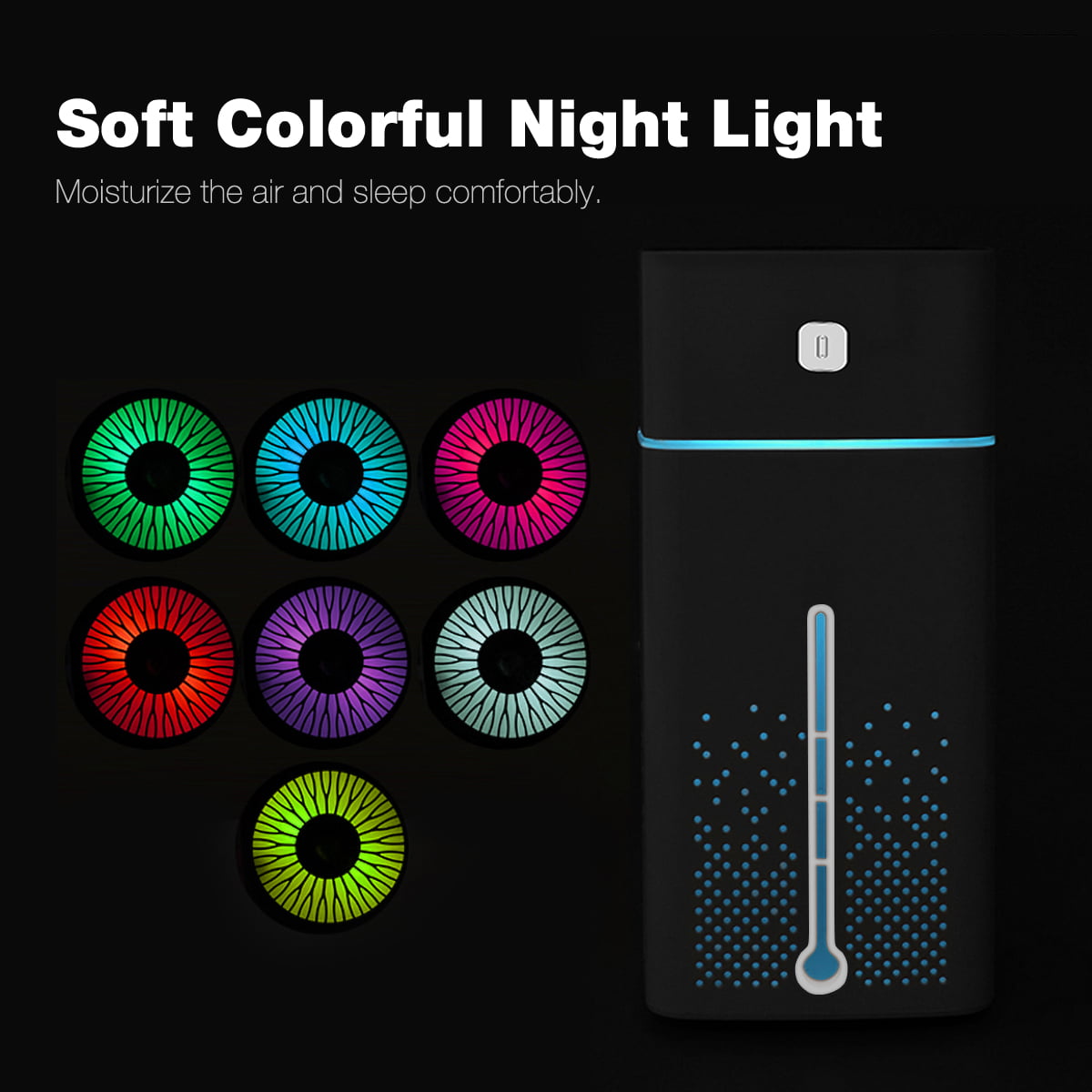 Classic Portable 1000ML Air Humidifier USB Changing Cool Mist Diffuser for Home Car with 7 Color LED Light