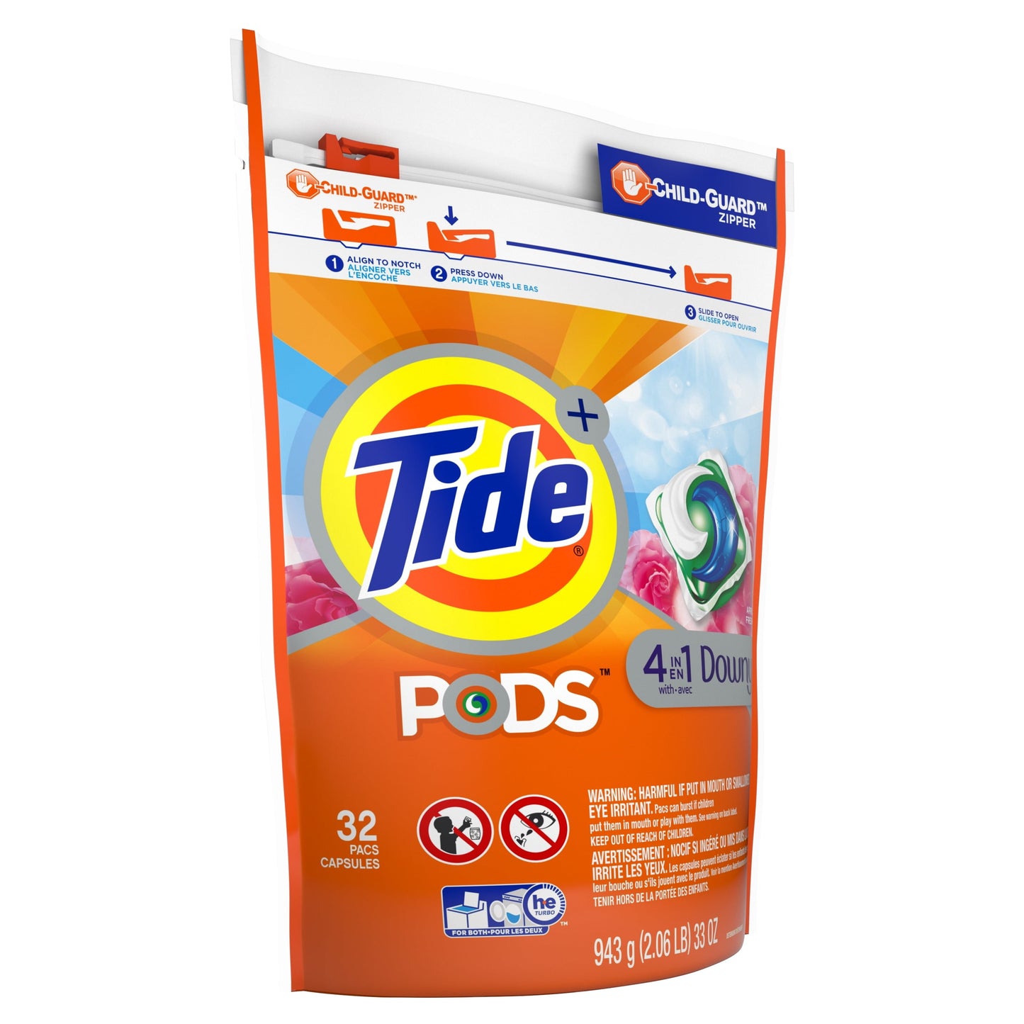 Classic Tide Pods Laundry Detergent Soap Packs with Downy, April Fresh, 32 Ct